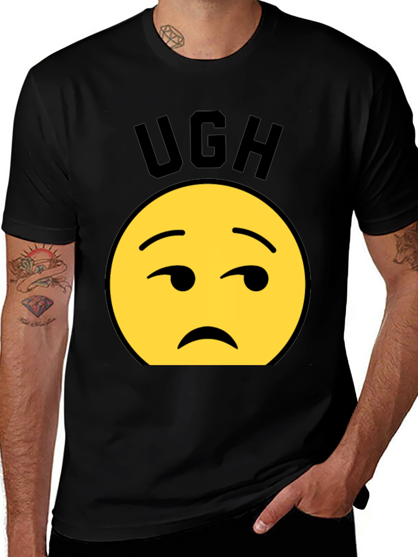 Variant 8 of Ugh Emoji Graphic T-Shirt - Black Casual Tee