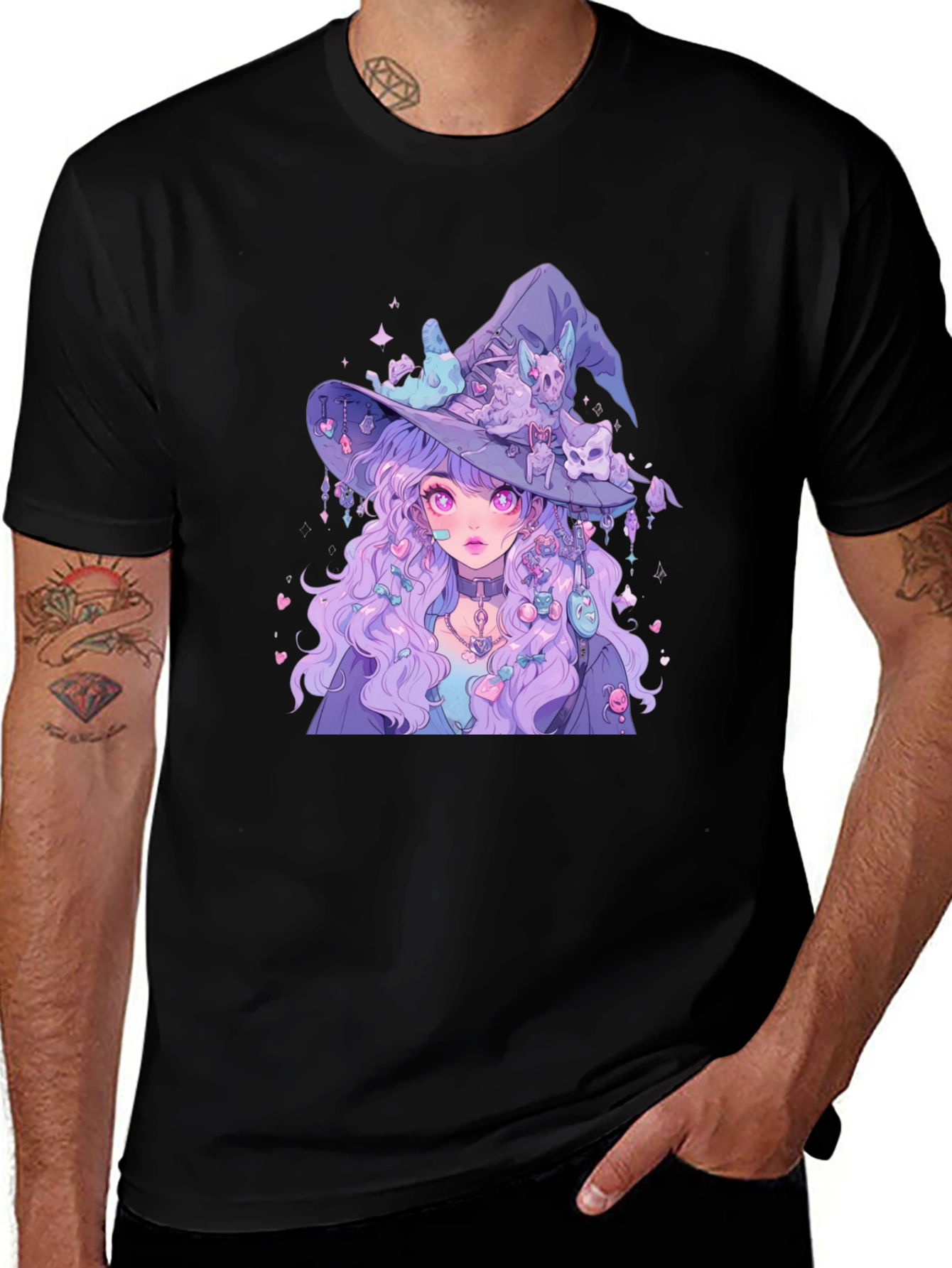 Variant 16 of Anime Witch Graphic Tee - Black T-Shirt