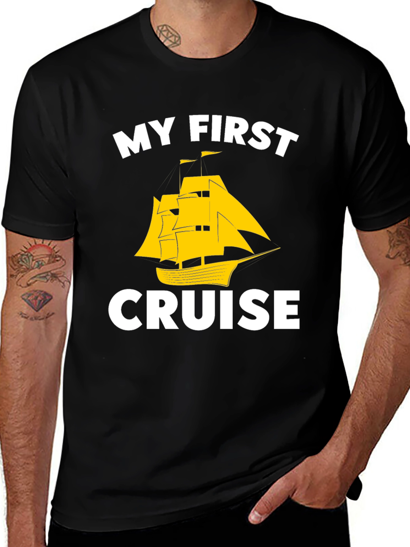 Variant 12 of My First Cruise Black Graphic Tee