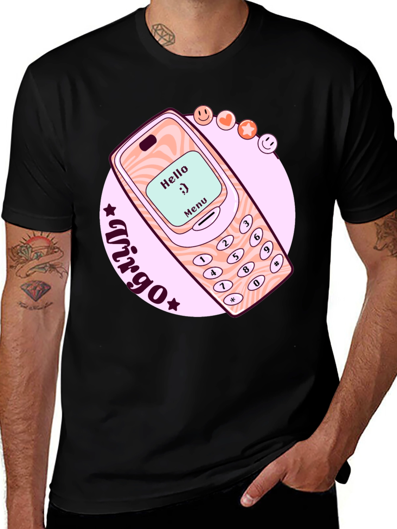 Variant 30 of Retro Cell Phone Virgo Zodiac T-Shirt