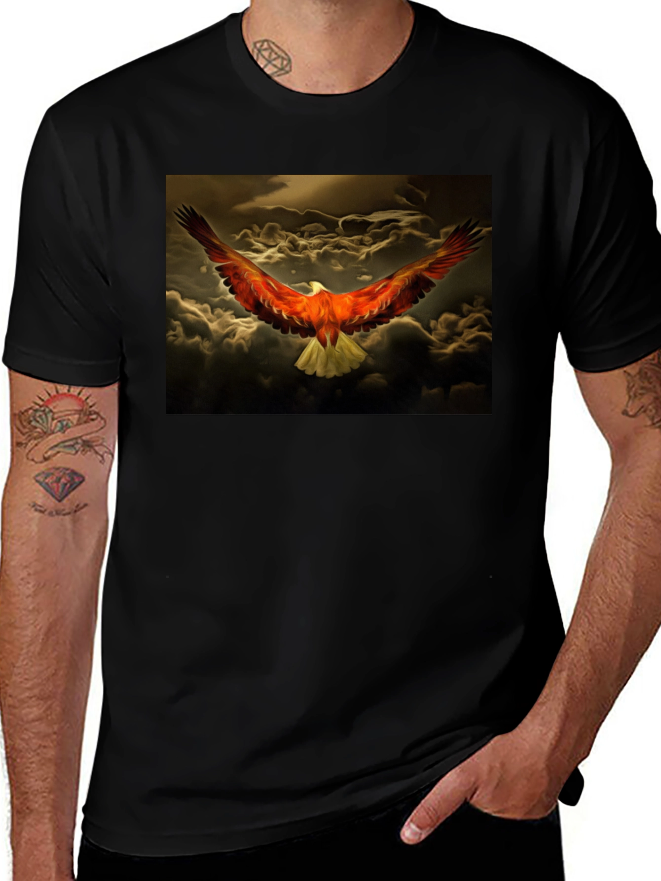 Variant 29 of Eagle Graphic Print Black T-Shirt