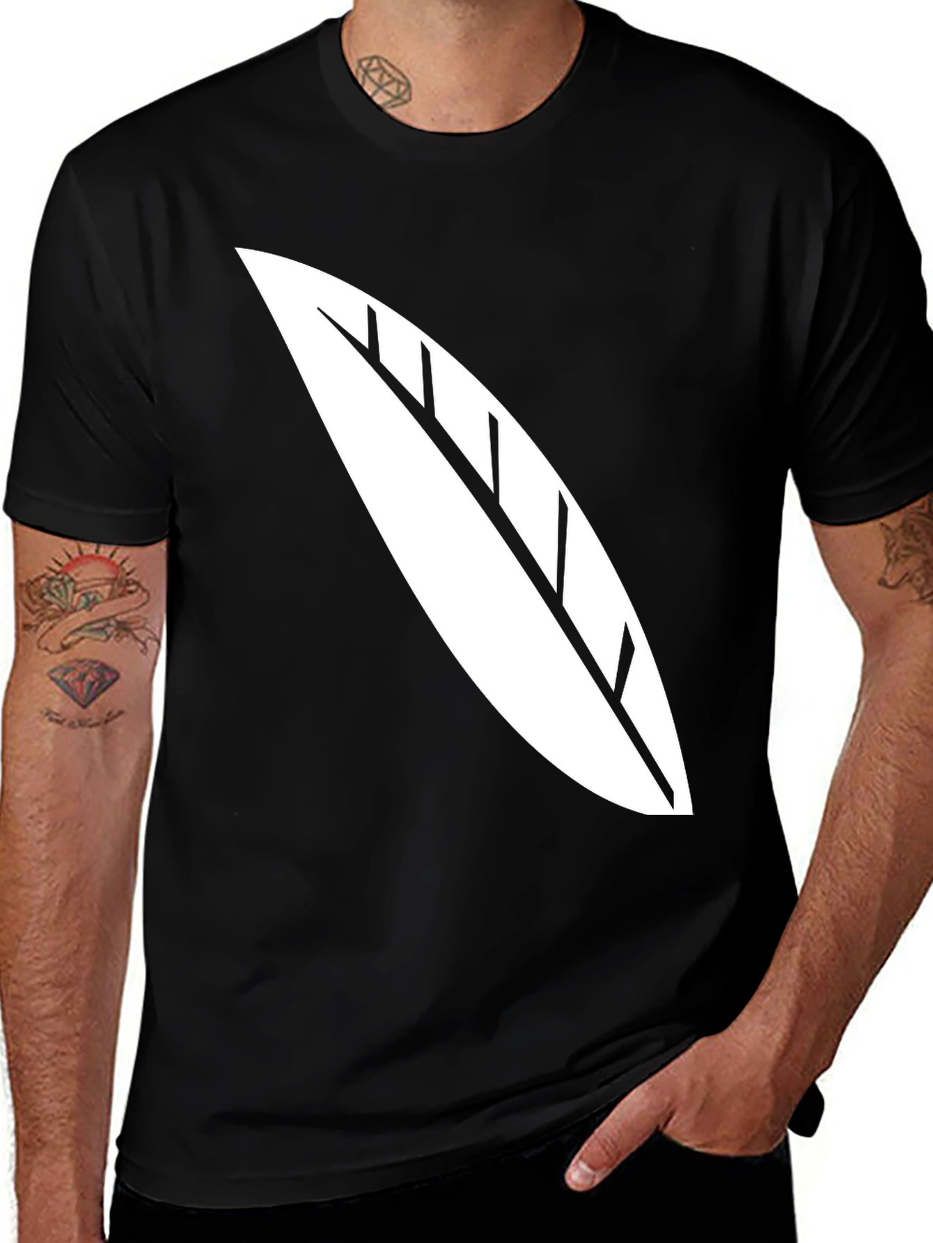 Variant 14 of Leaf Graphic Black T-Shirt
