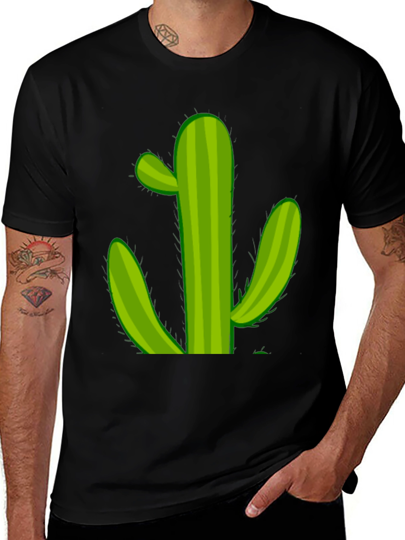 Variant 29 of Cactus Graphic T-Shirt - Black Cotton Tee