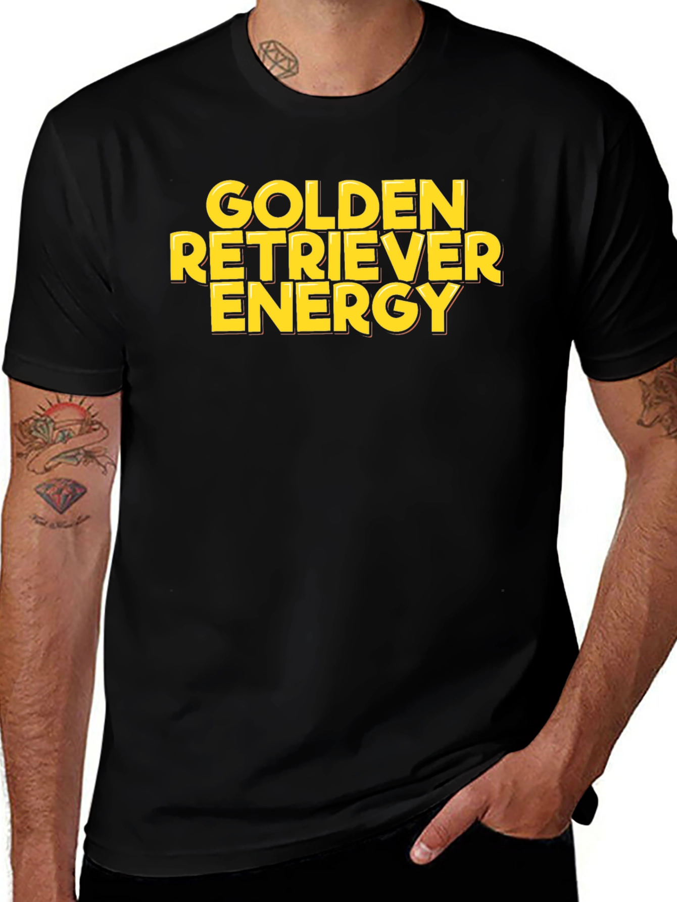 Variant 13 of Golden Retriever Energy Black T-Shirt