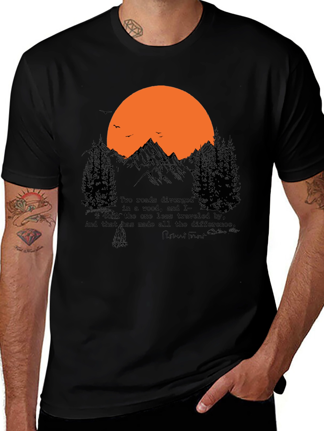 Variant 28 of Nature Inspired Graphic Tee -  Robert Frost Poem