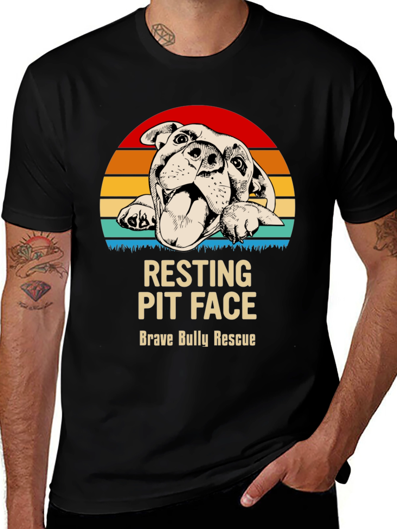 Variant 23 of Resting Pit Face T-Shirt - Brave Bully Rescue