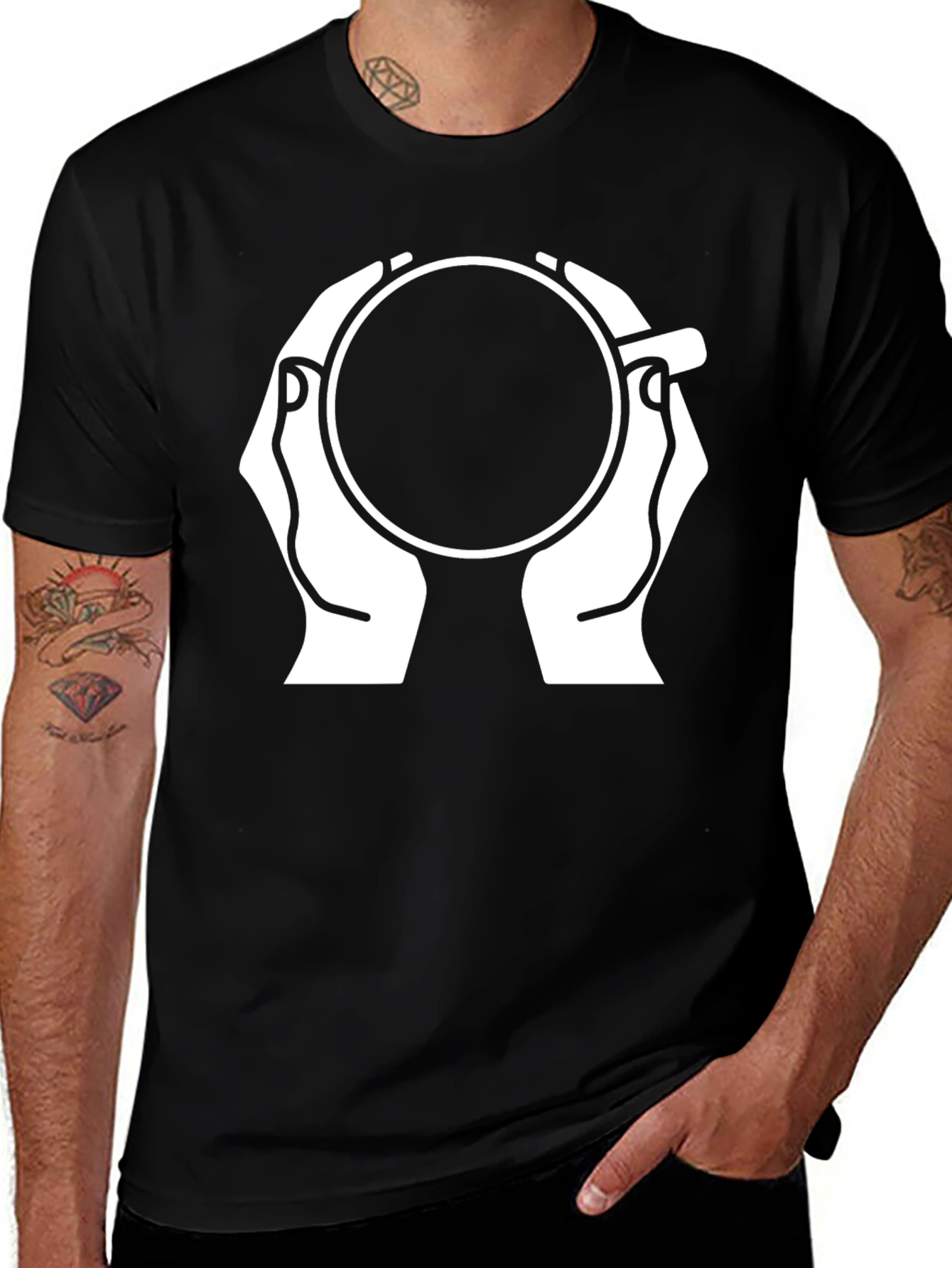 Variant 12 of Coffee Cup Hands Graphic T-Shirt - Stylish Black Tee