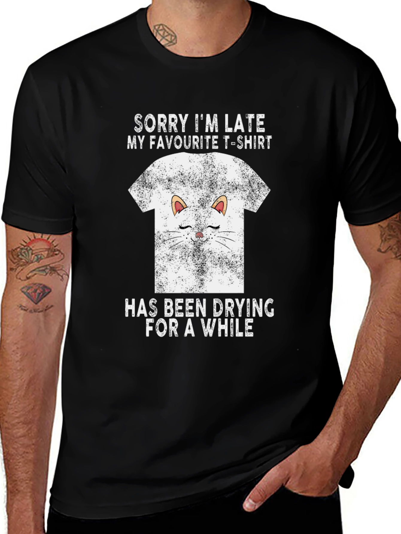 Variant 26 of Funny Cat T-Shirt - Sorry I'm Late Graphic Tee
