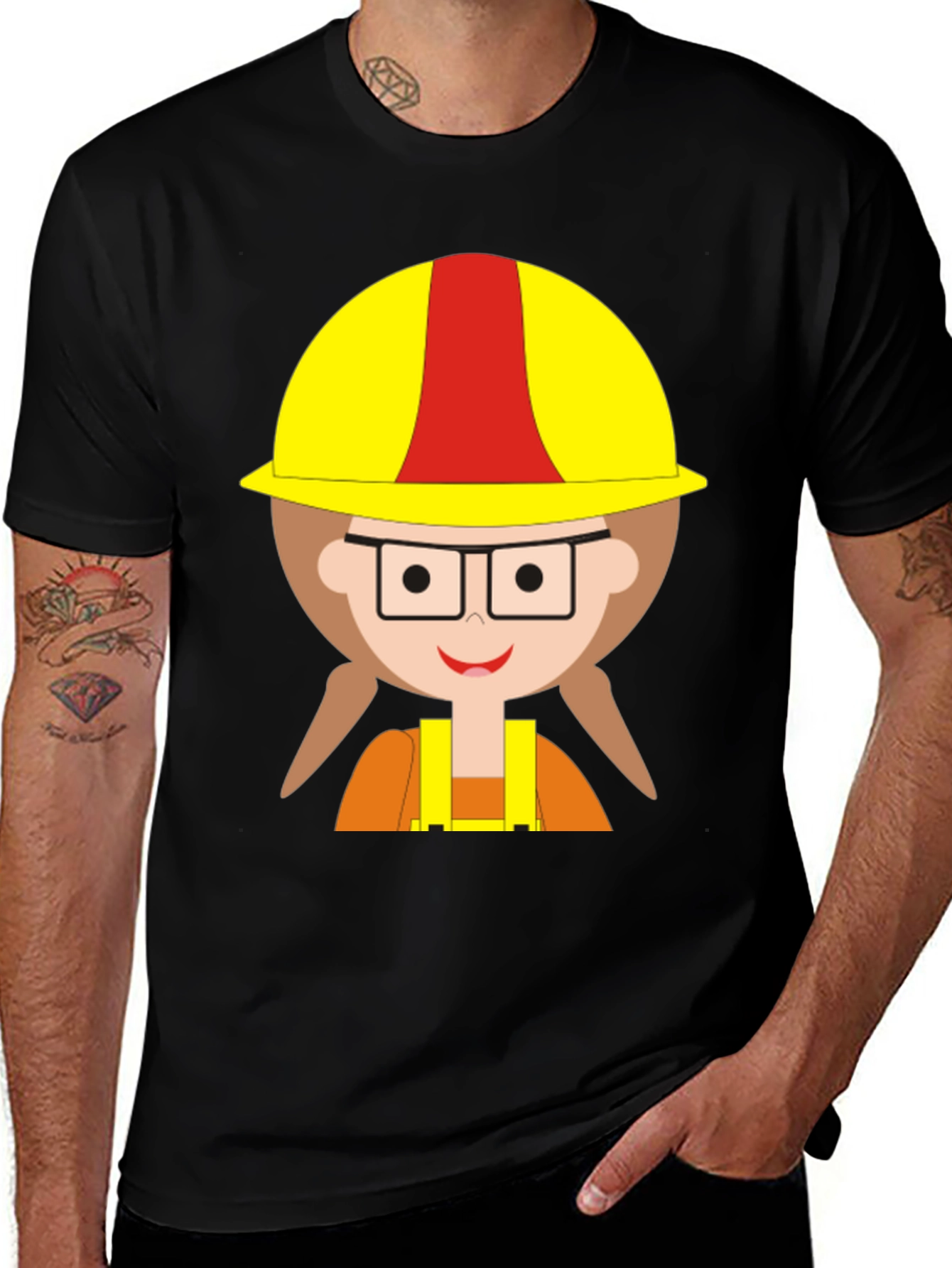 Variant 24 of Cartoon Construction Worker Graphic T-Shirt