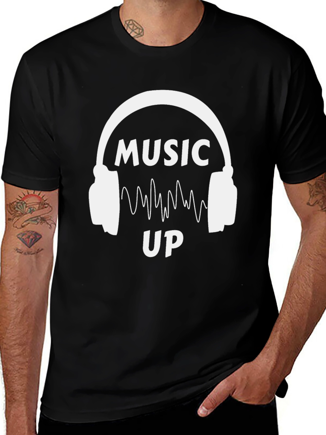 Variant 20 of Music Up Graphic T-Shirt - Black