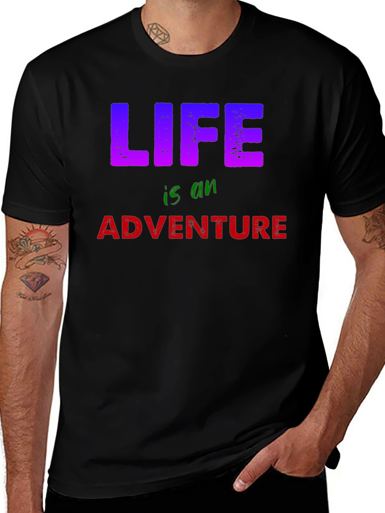 Variant 6 of Life is an Adventure Graphic Tee - Black
