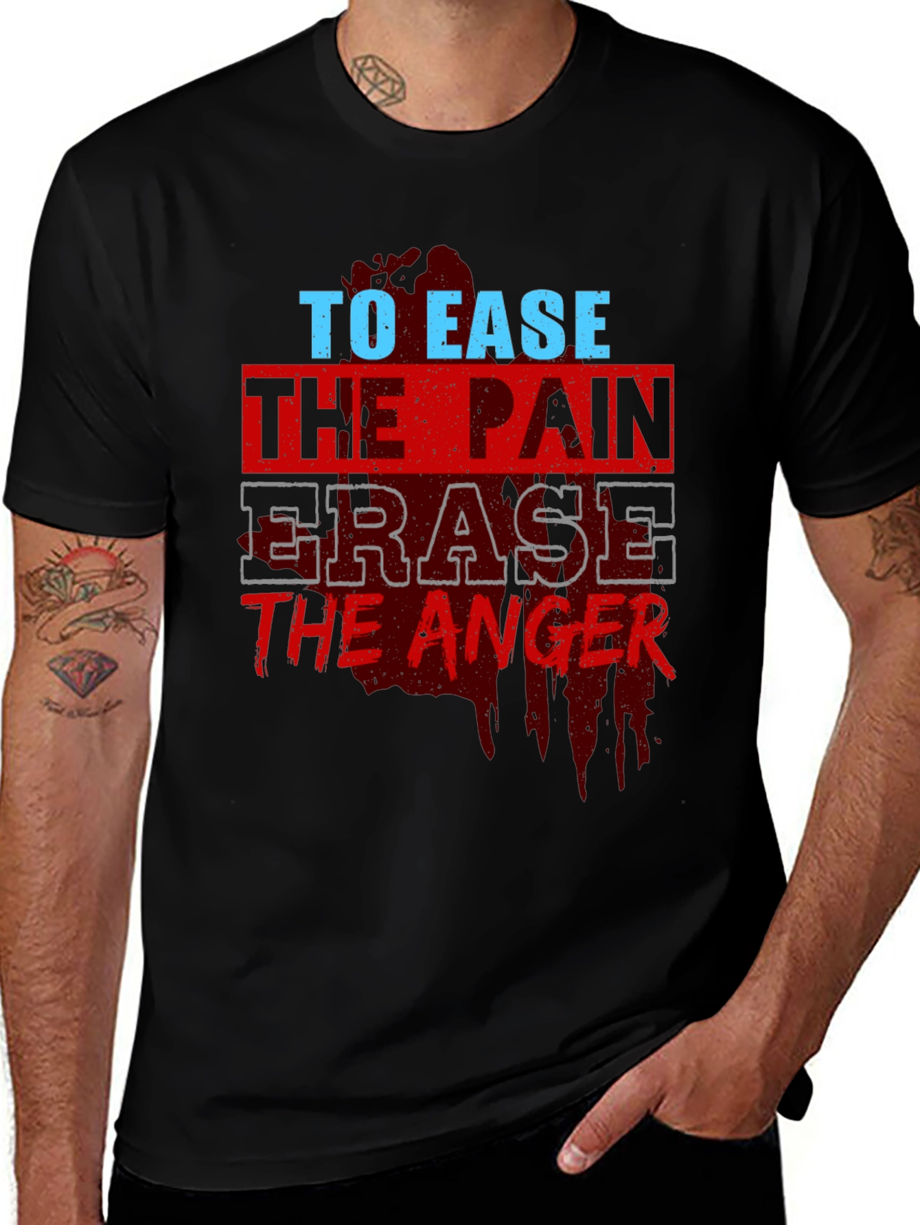 Variant 25 of To Ease the Pain Men's Black Graphic T-Shirt
