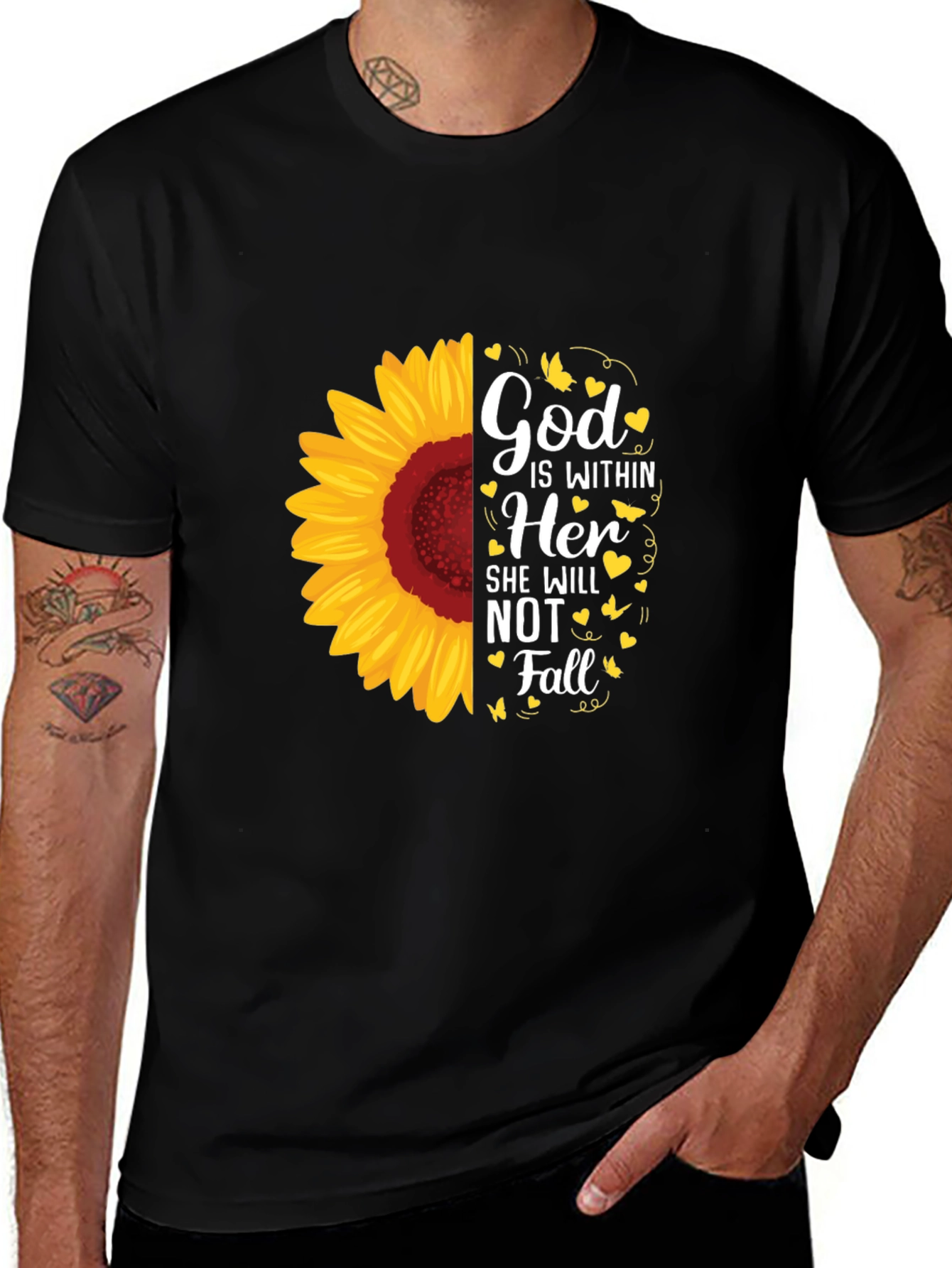 Variant 16 of God Is Within Her Sunflower Graphic Tee