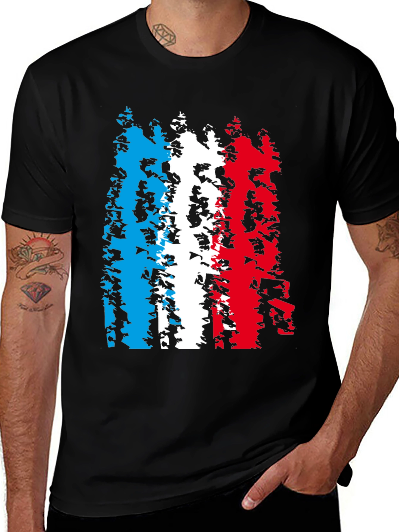 Variant 8 of French Flag Distressed Graphic Tee