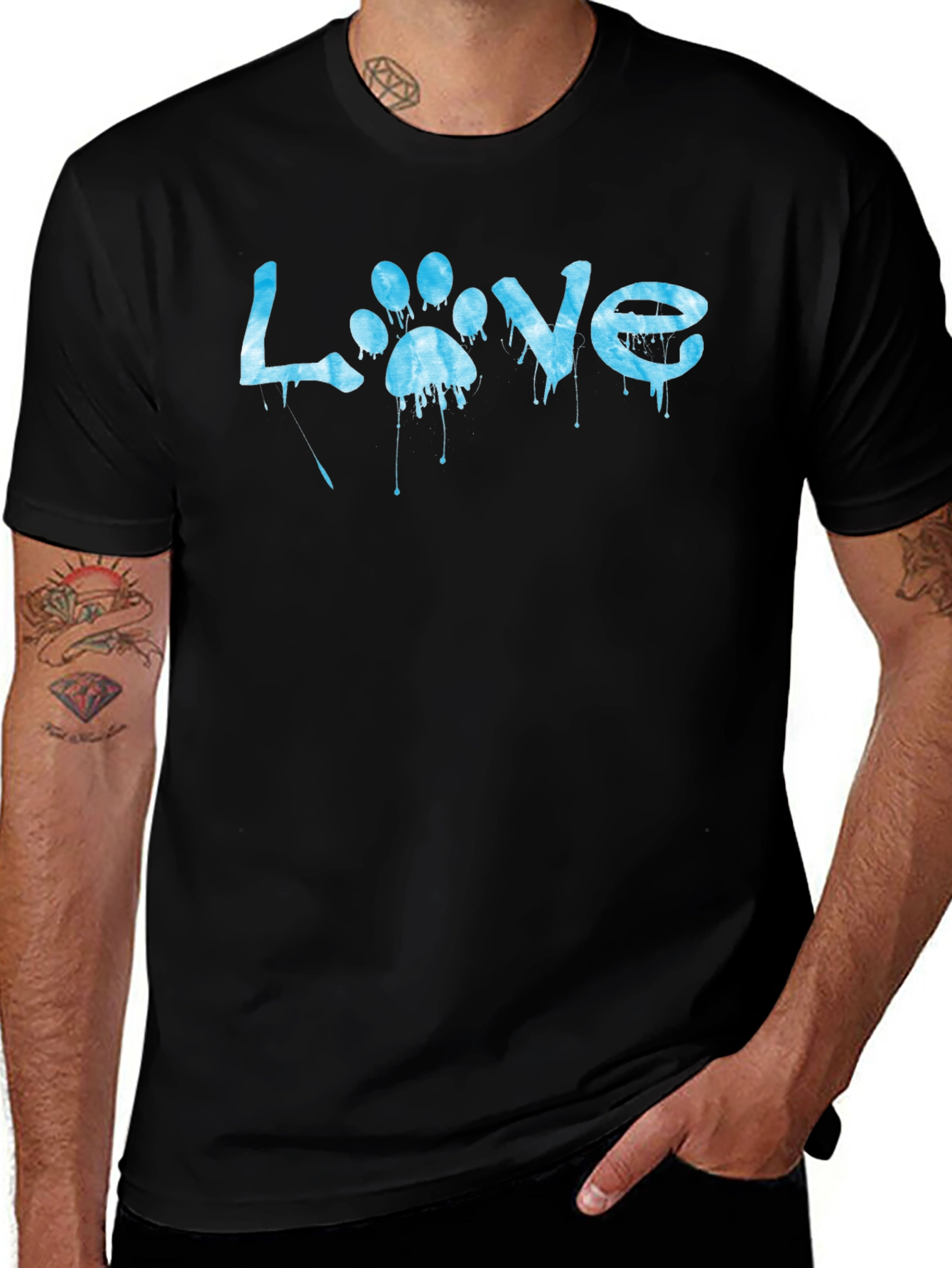 Variant 13 of Love Paw Print Graphic T-Shirt - Casual Black Tee