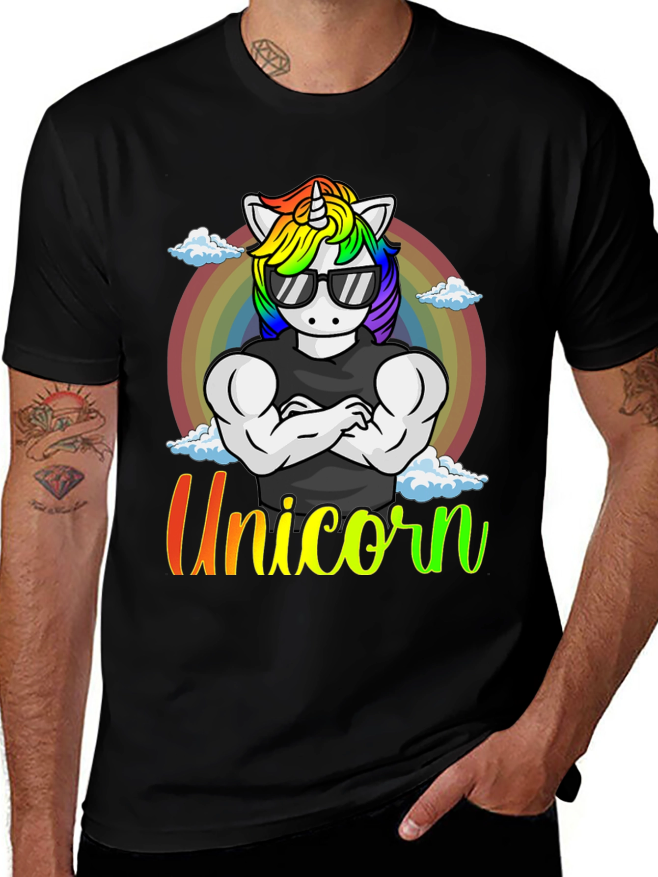 Variant 20 of Rainbow Unicorn Muscle T-Shirt