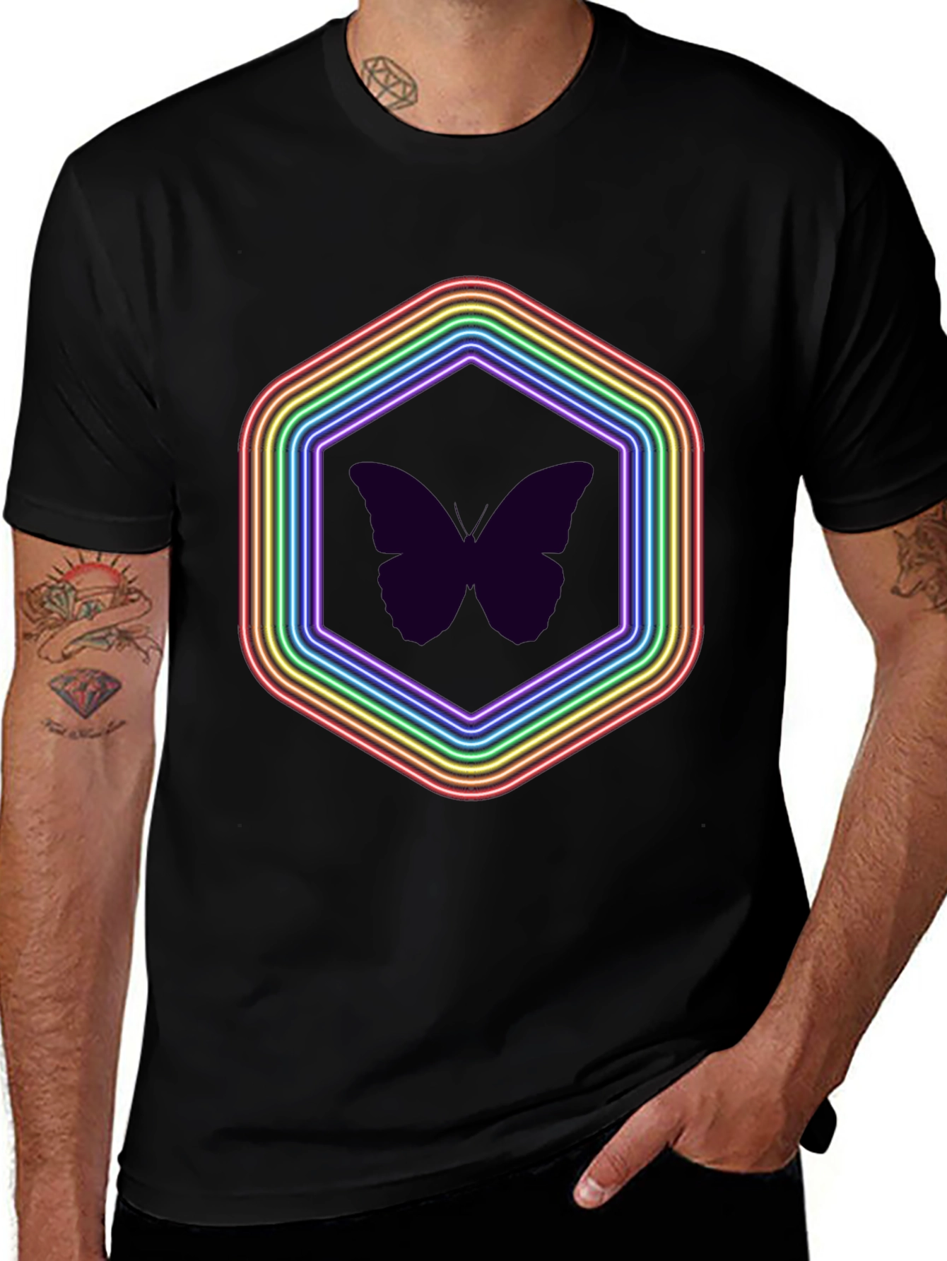 Variant 15 of Neon Butterfly Graphic Tee - Unisex Style