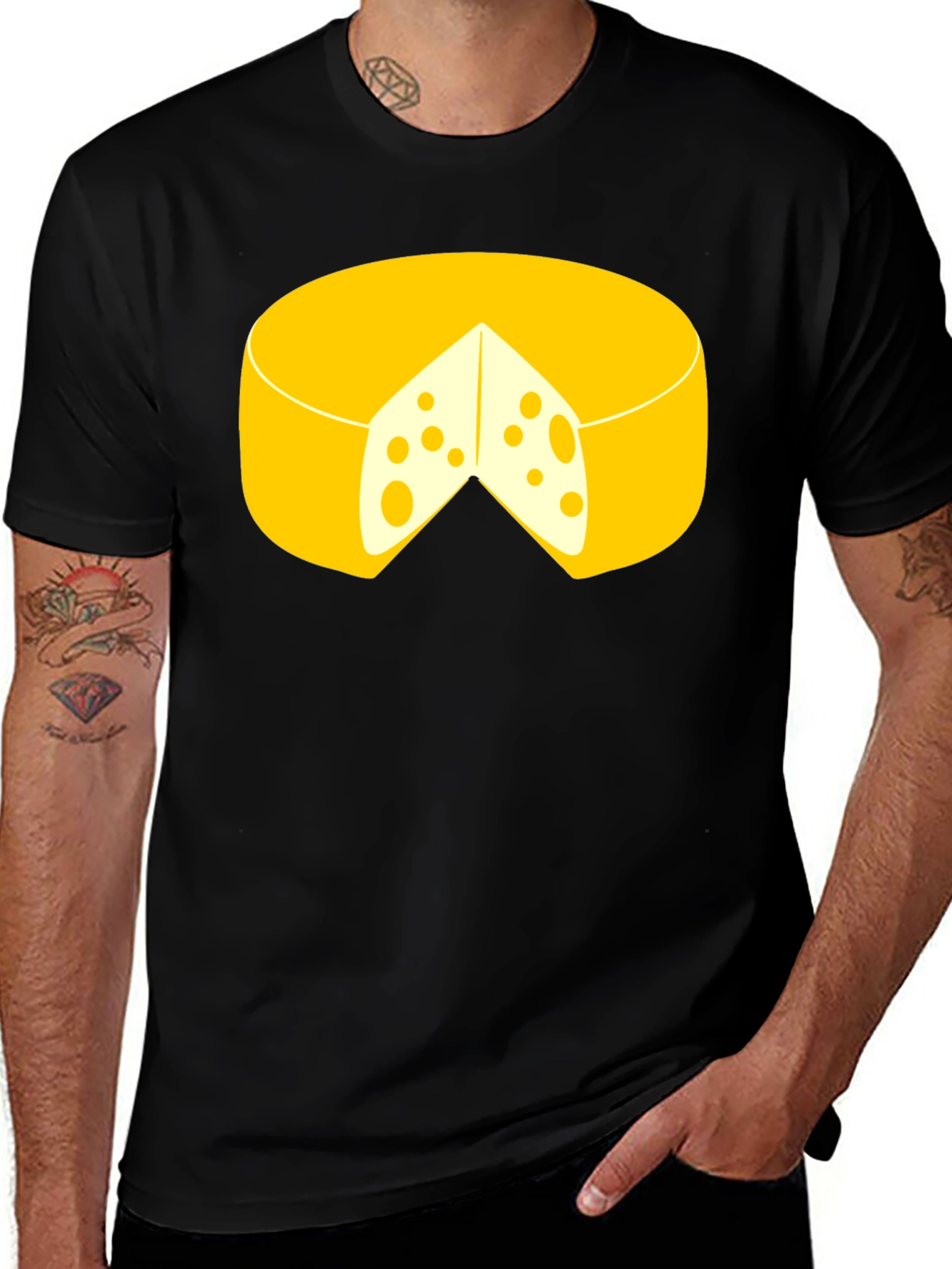 Variant 21 of Funny Cheese Graphic Black T-Shirt