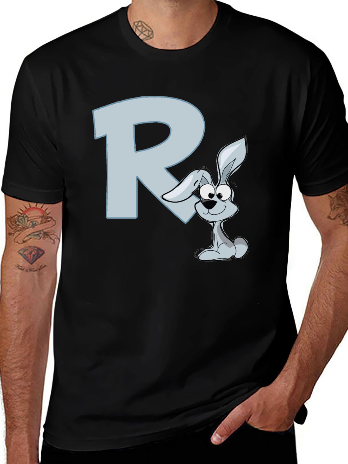 Variant 11 of R is for Rabbit T-Shirt - Cartoon Bunny Design