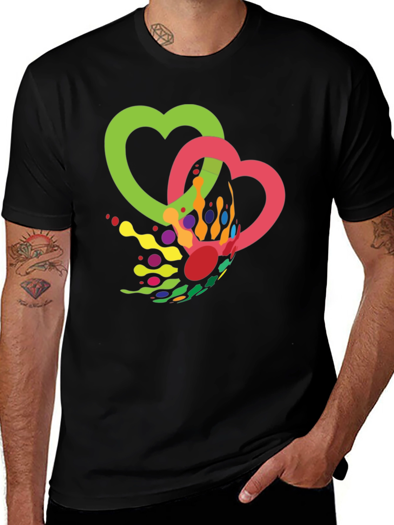 Variant 4 of Heart Splash Graphic Tee - Stylish Black Cotton T-Shirt