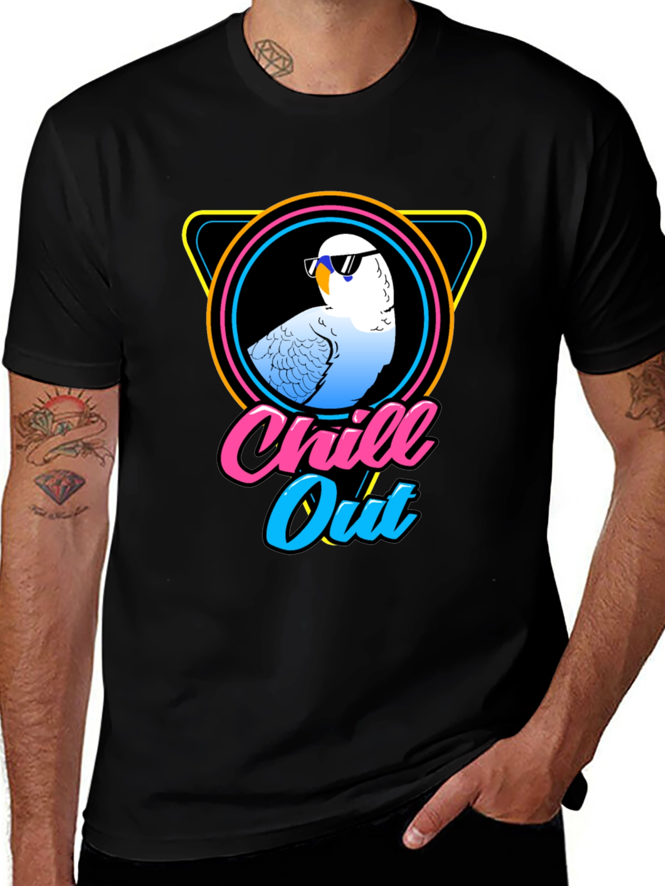 Chill Out Parrot T-Shirt - Cool Retro Design