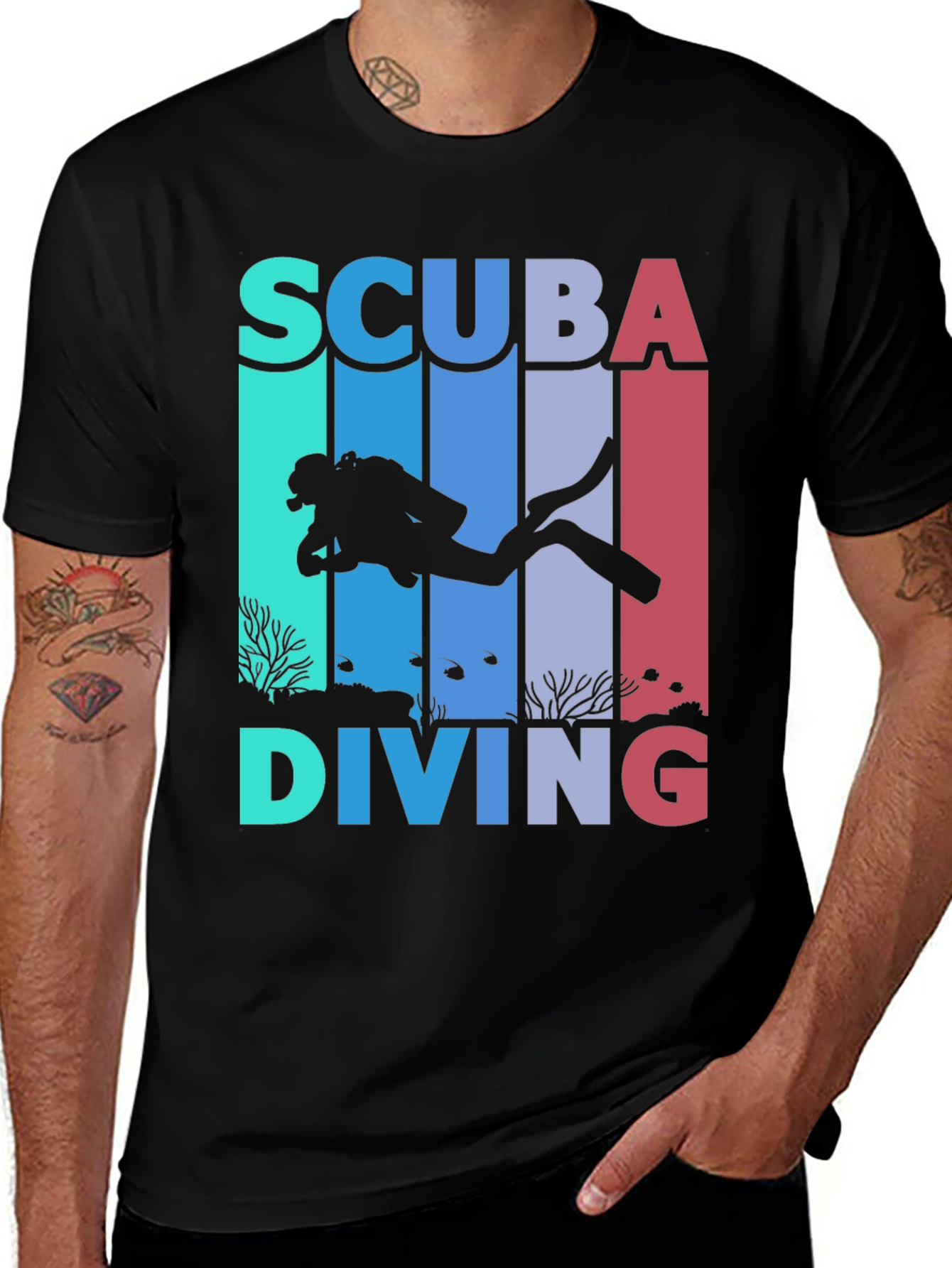 Variant 17 of Scuba Diving Graphic Tee - Diver Silhouette Shirt