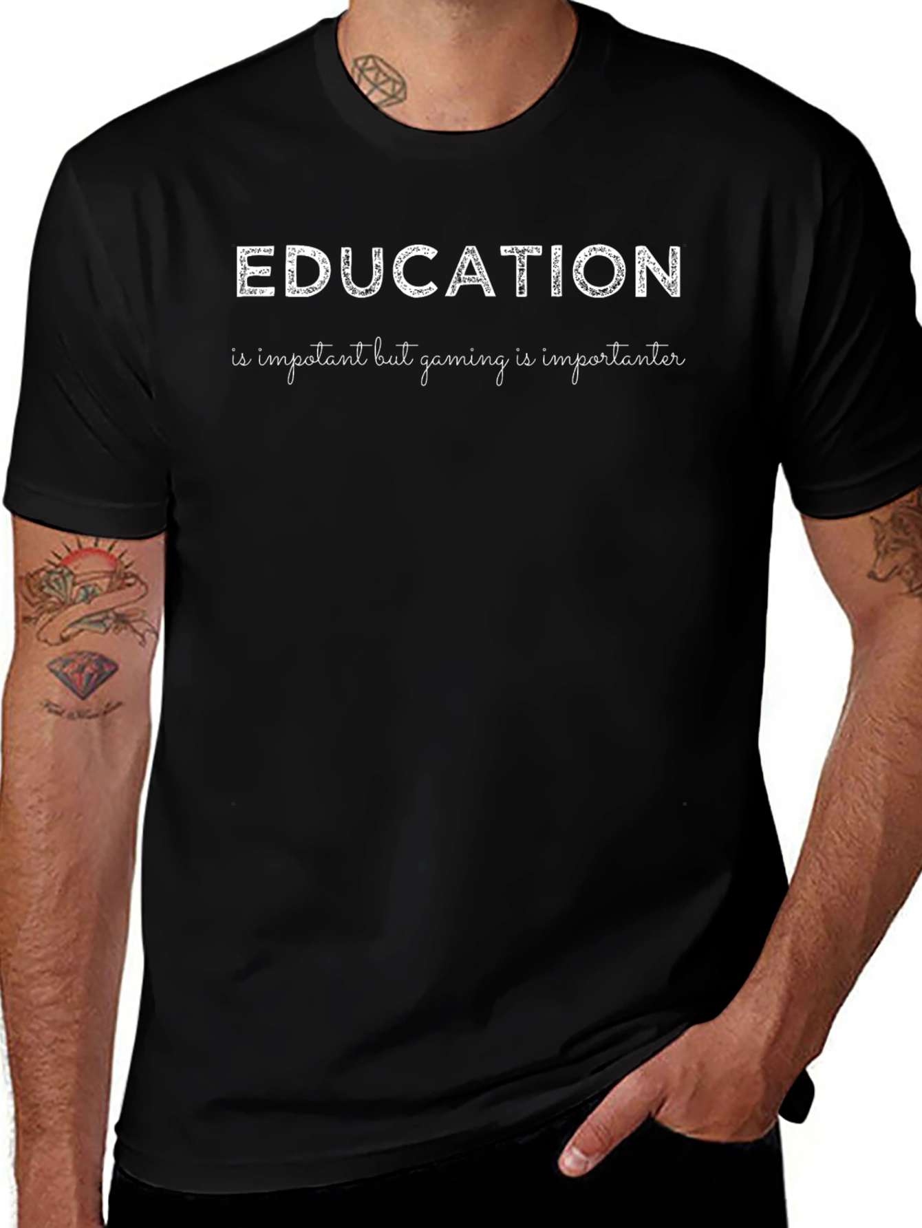 Variant 3 of Education Important Gaming Importanter Black T-Shirt