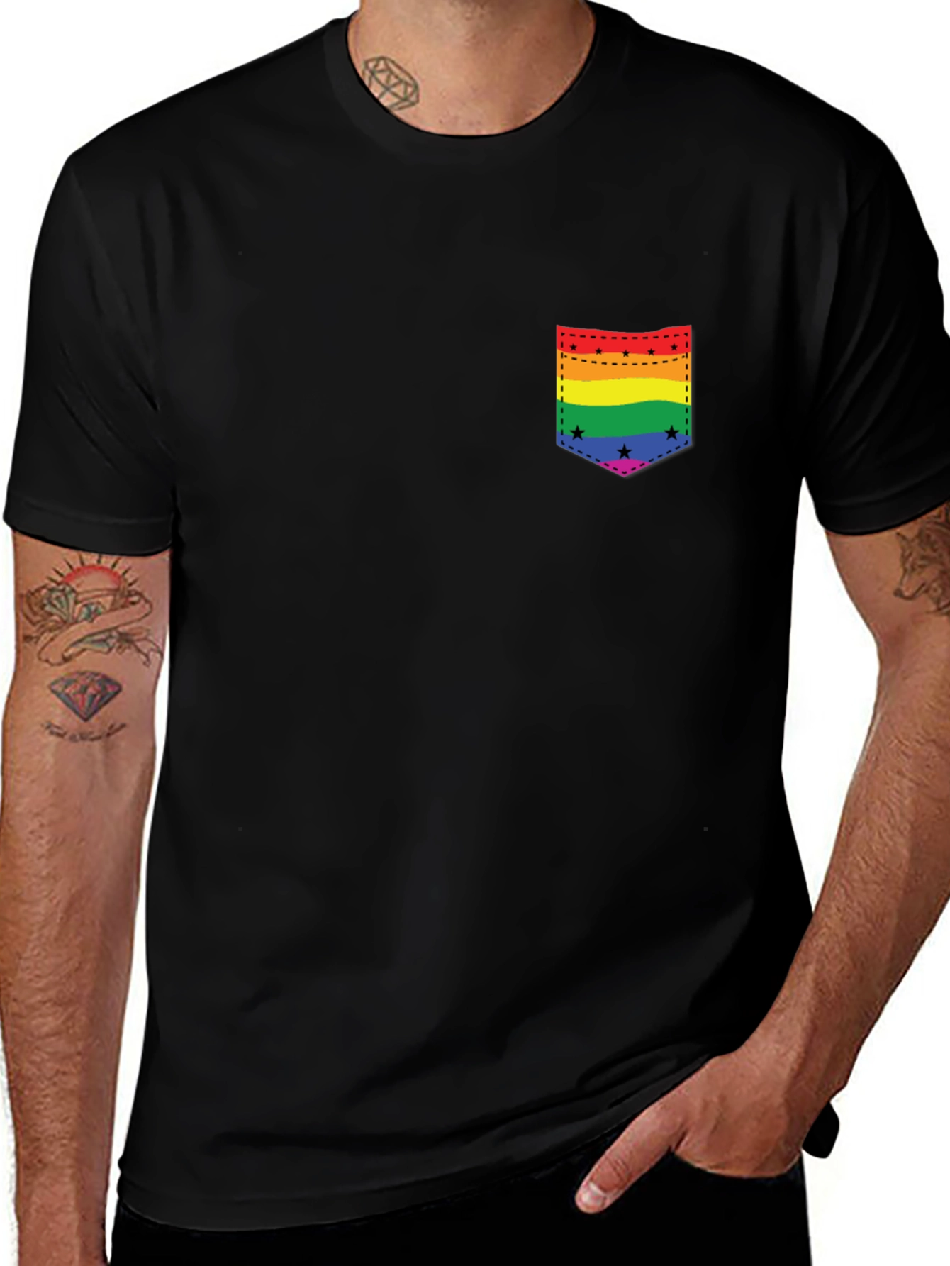 Variant 12 of Pride Pocket T-Shirt - Black