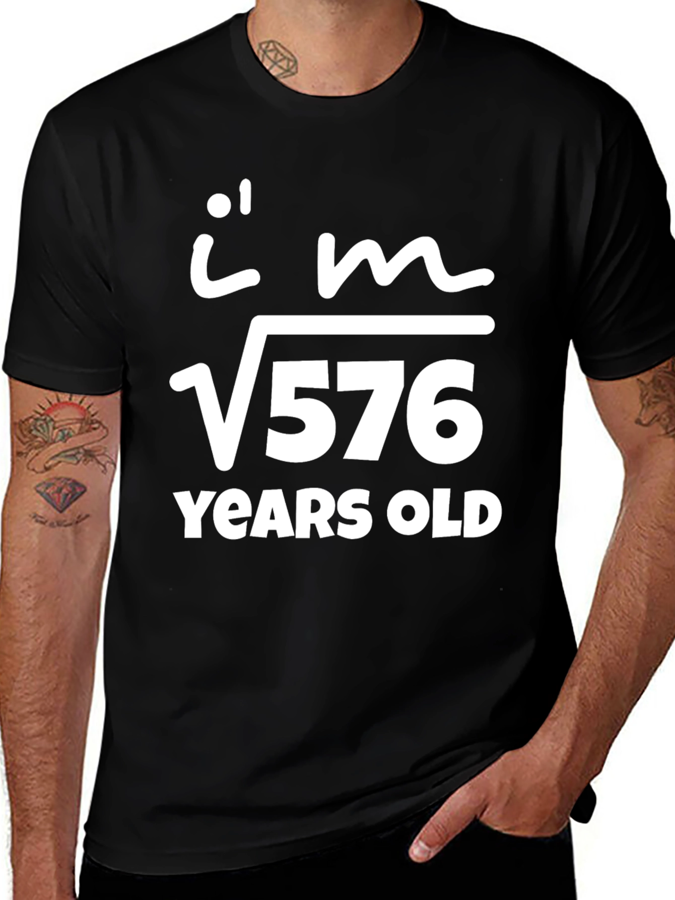 Variant 9 of I'm Root 576 Years Old Math Humor Black T-Shirt