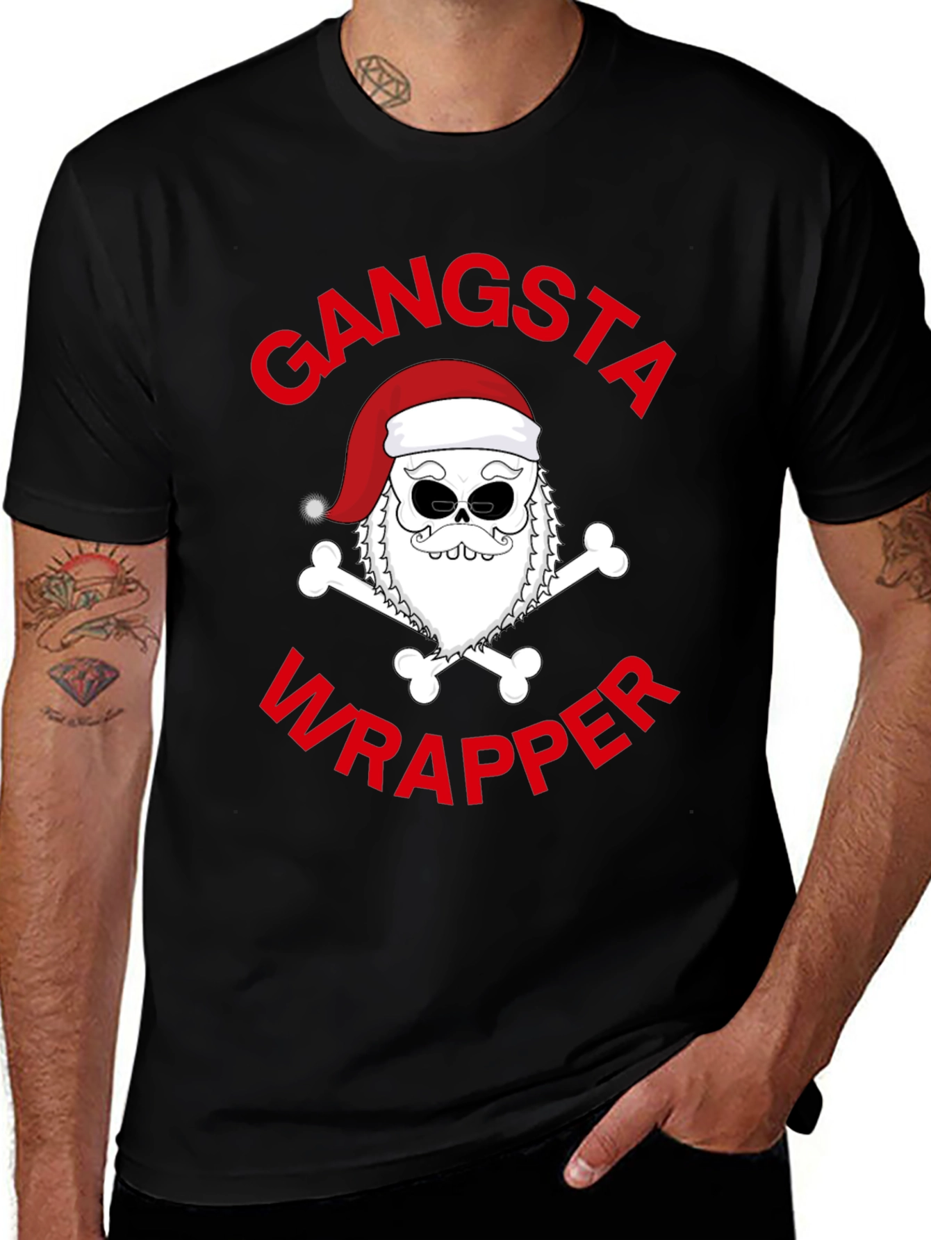 Black Gangsta Wrapper Santa T-Shirt main image
