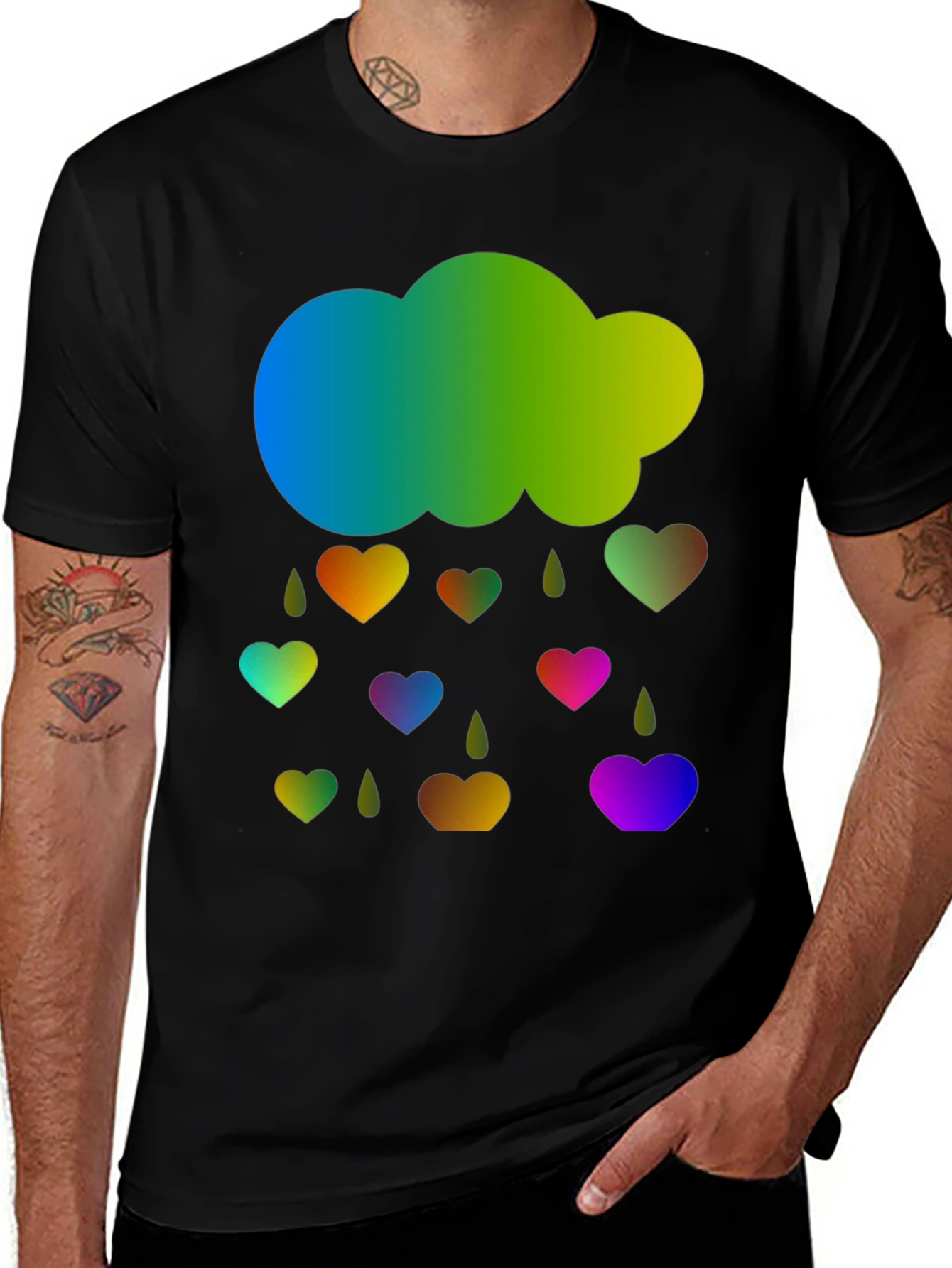 Variant 17 of Rainbow Heart Cloud T-Shirt - Unique Graphic Tee