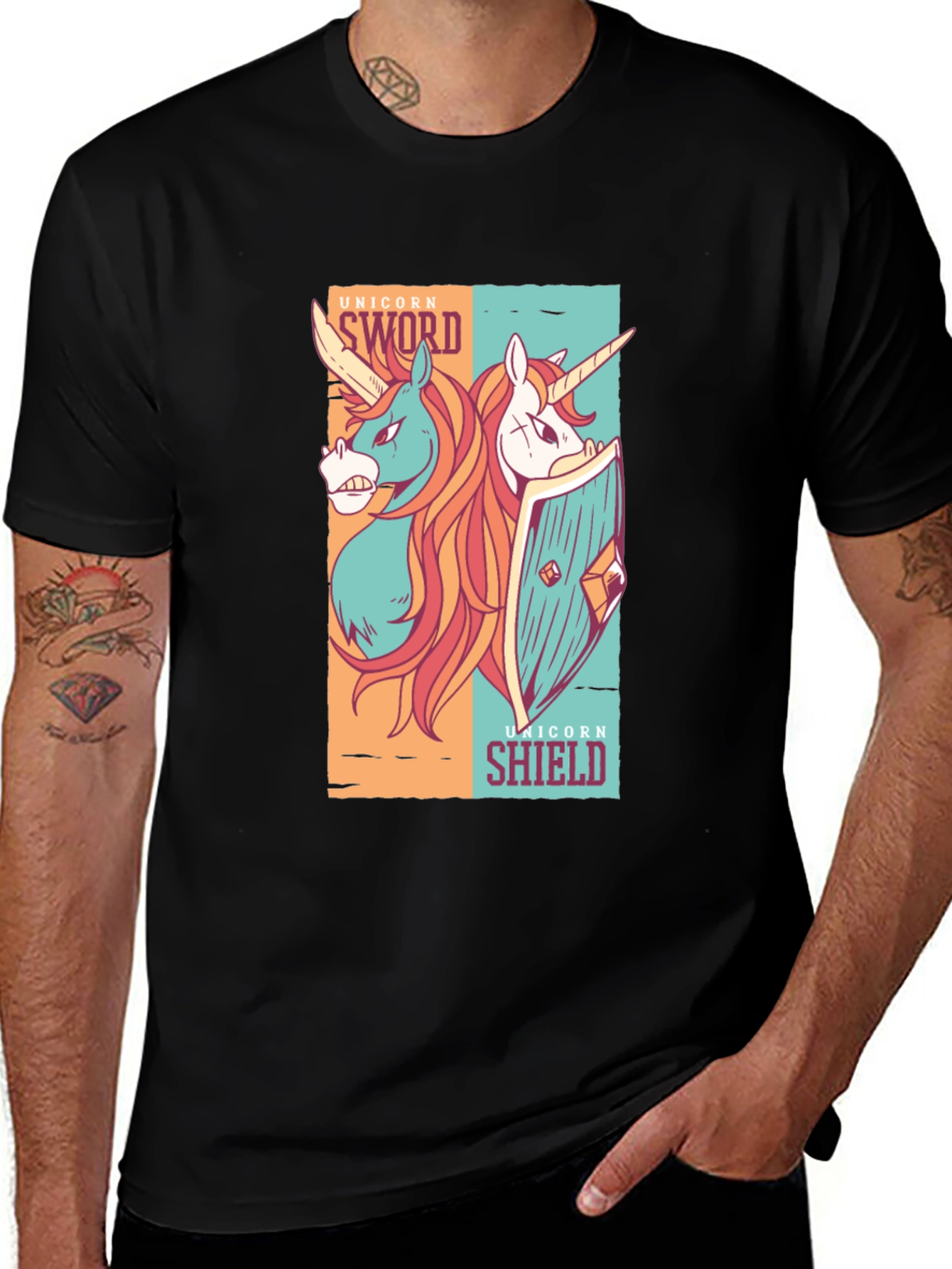 Variant 21 of Unicorn Sword & Shield Graphic Tee