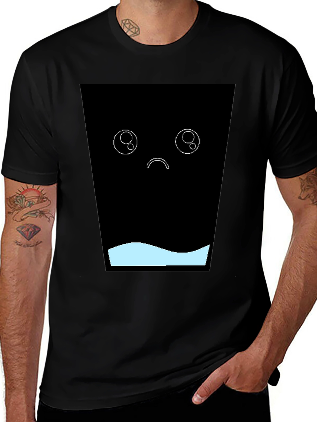 Variant 30 of Sad Kawaii T-Shirt - Black Graphic Tee