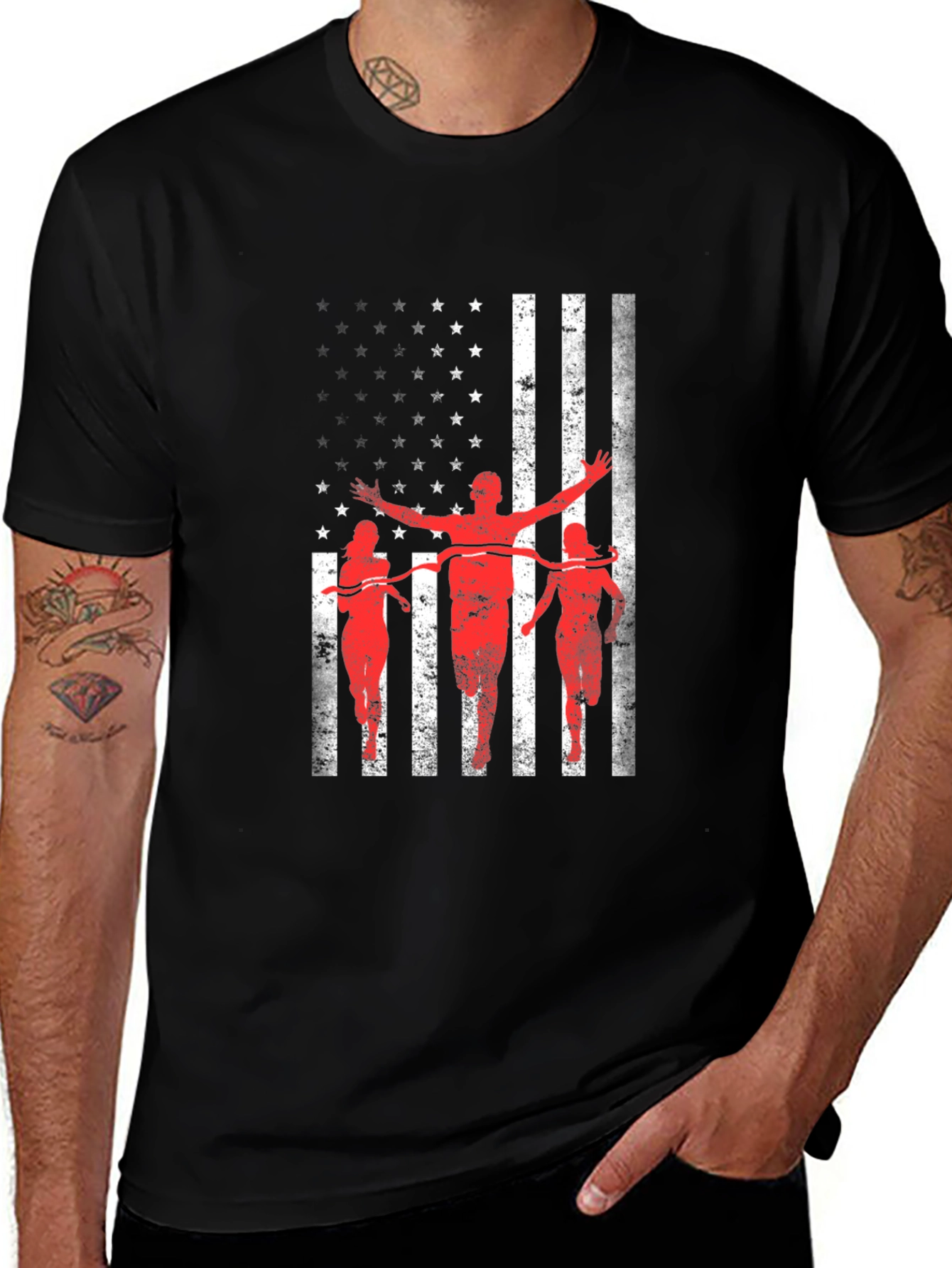 Variant 11 of American Flag Runner Graphic T-Shirt
