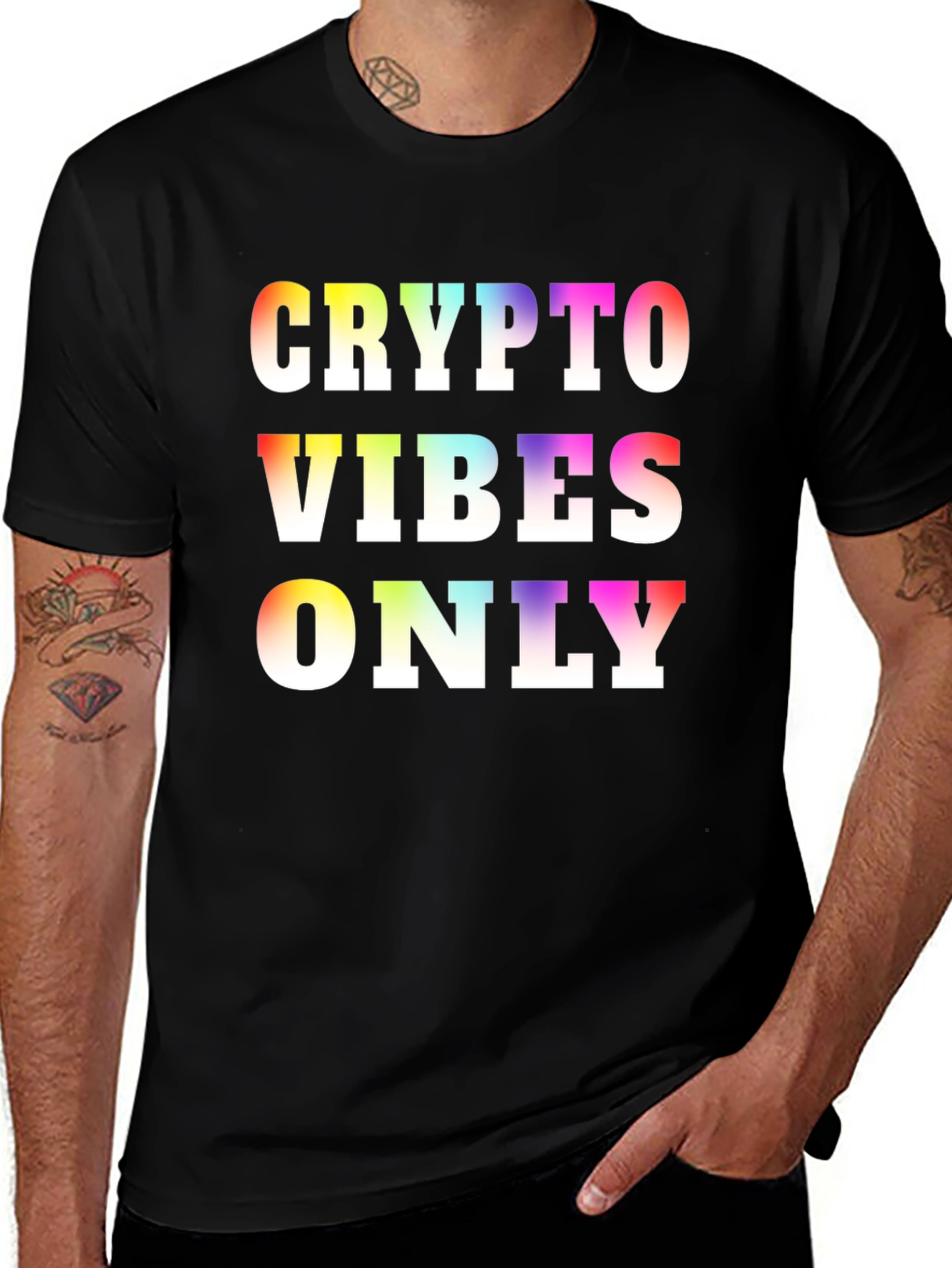 Variant 8 of Crypto Vibes Only T-Shirt - Rainbow Graphic Tee