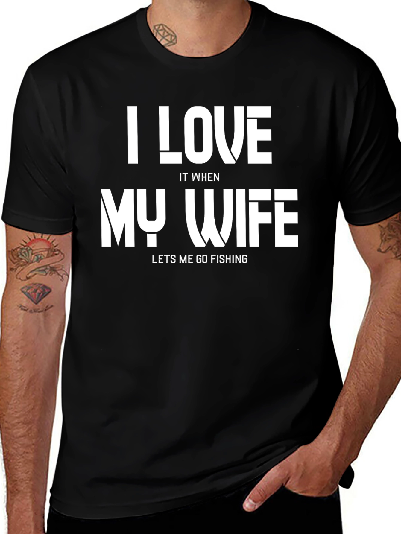 Variant 14 of I Love My Wife Fishing Graphic Tee