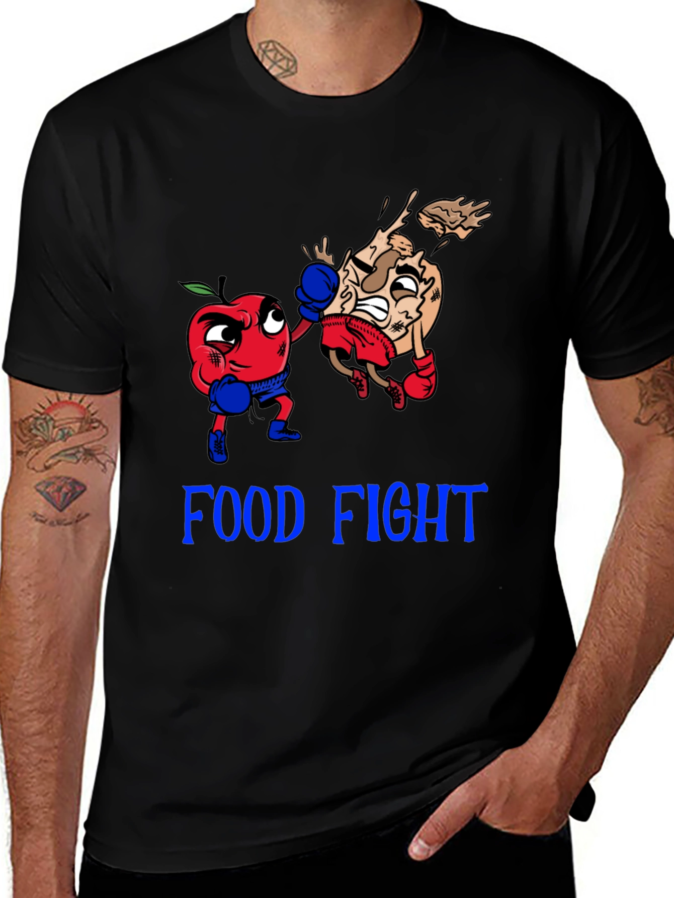 Variant 22 of Food Fight Graphic Tee - Boxing Apple vs Toast