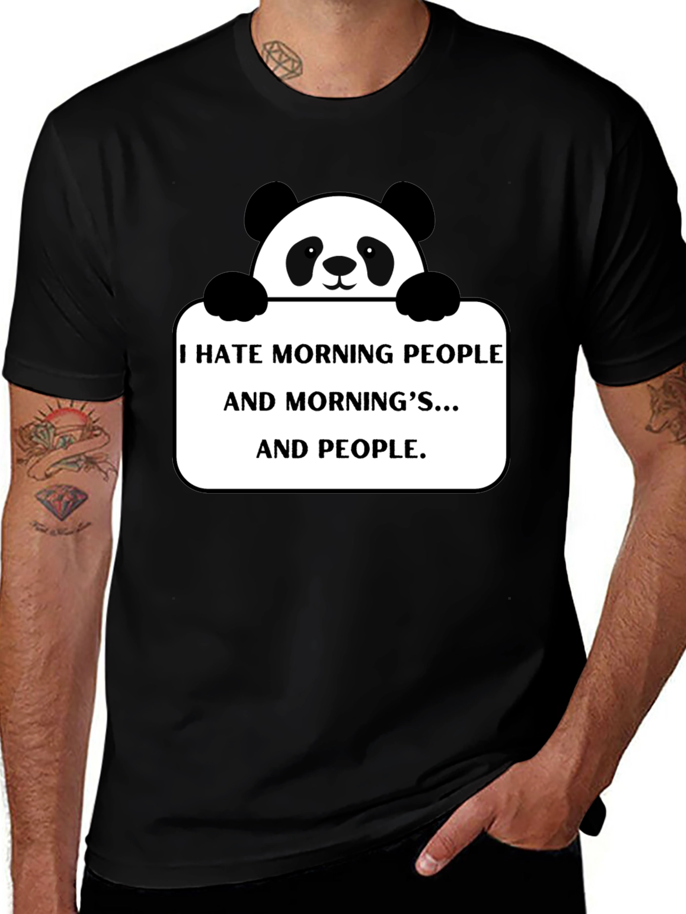 Variant 21 of I Hate Morning People Panda Graphic T-Shirt