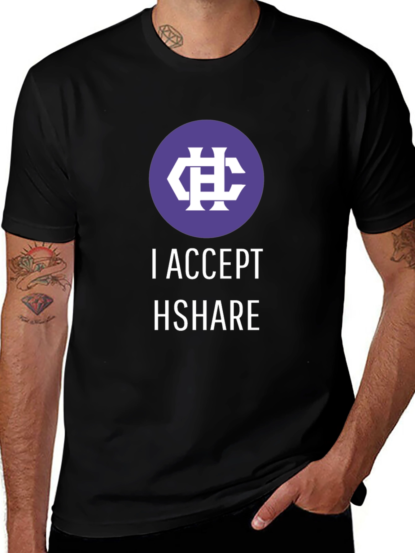 Variant 16 of I Accept HShare Black T-Shirt - Crypto Currency