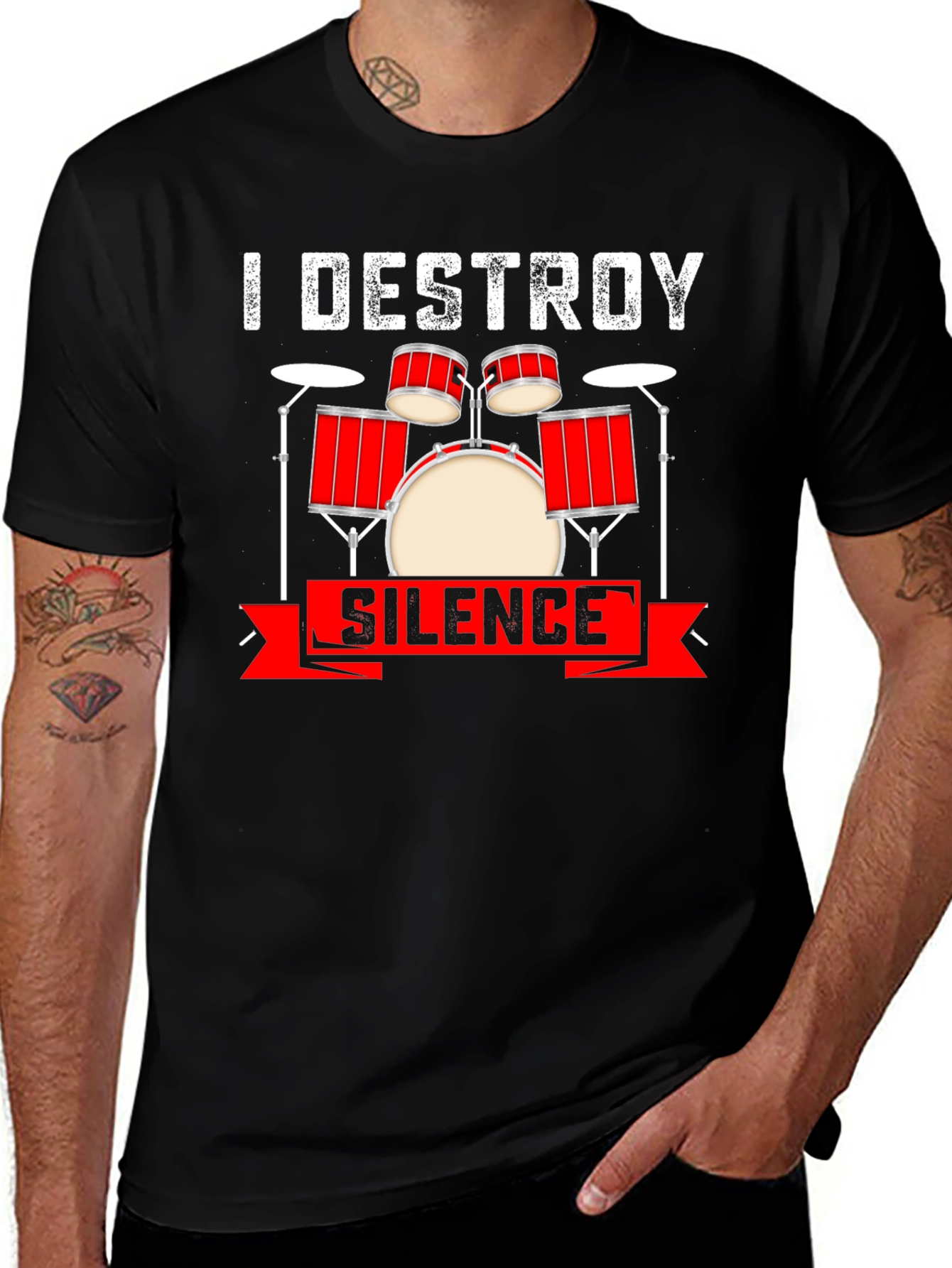 Variant 13 of I Destroy Silence Drummer Tee
