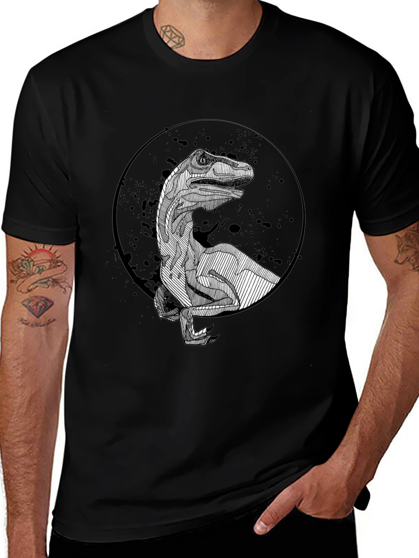 Variant 12 of Dinosaur Graphic Black T-Shirt - Unique Raptor Design