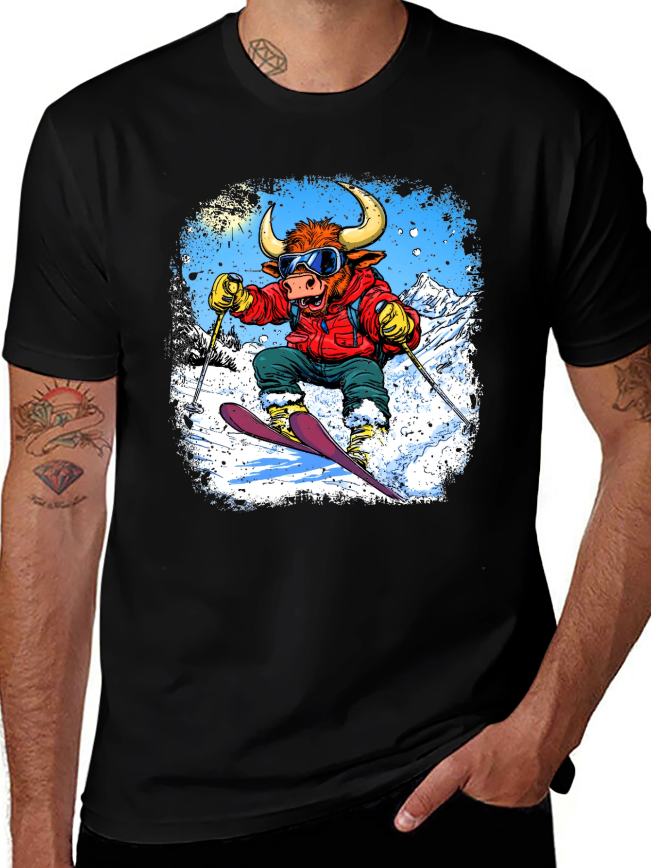 Variant 6 of Bull Skier Graphic T-Shirt