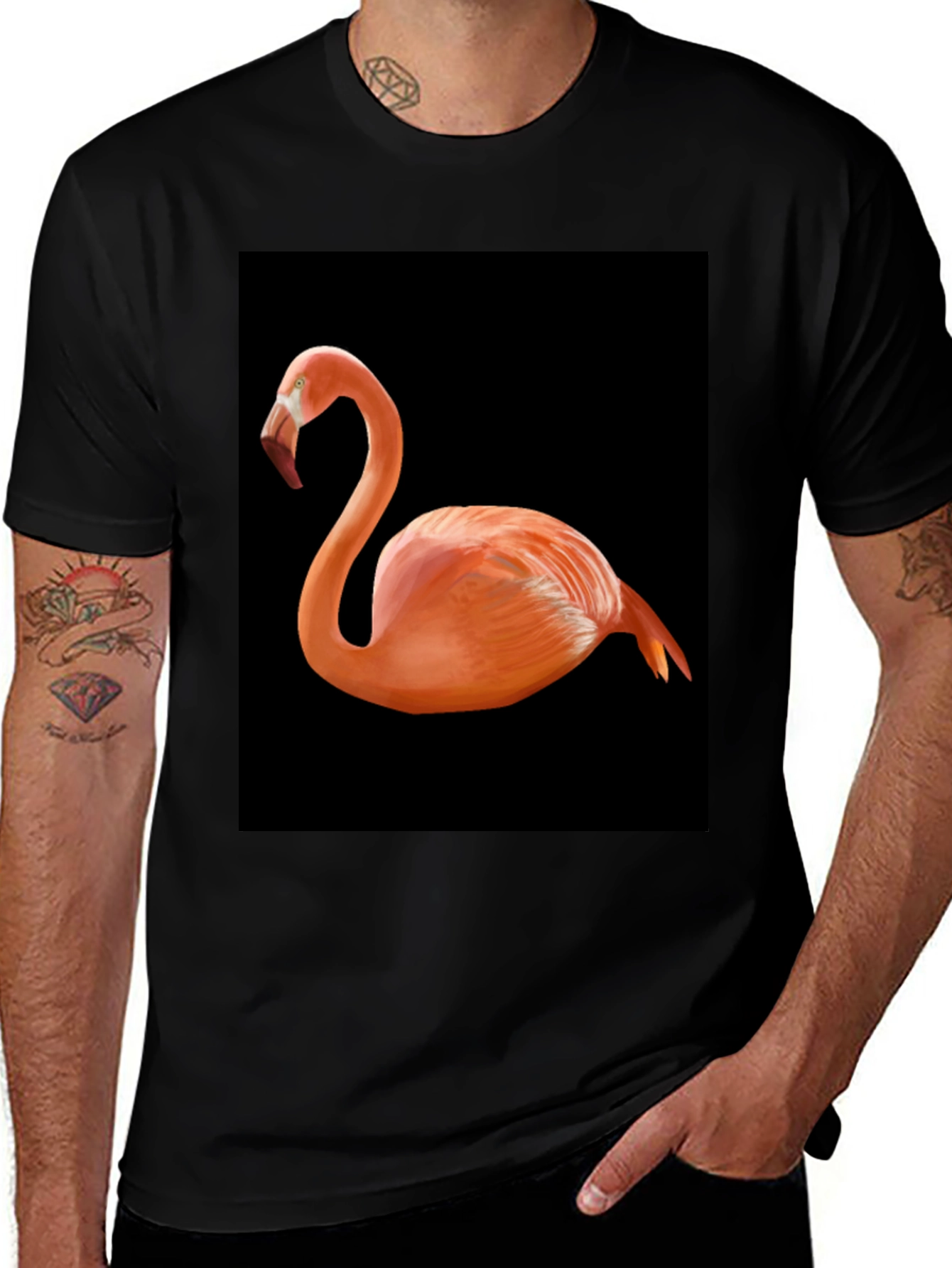 Variant 20 of Flamingo Graphic Black T-Shirt