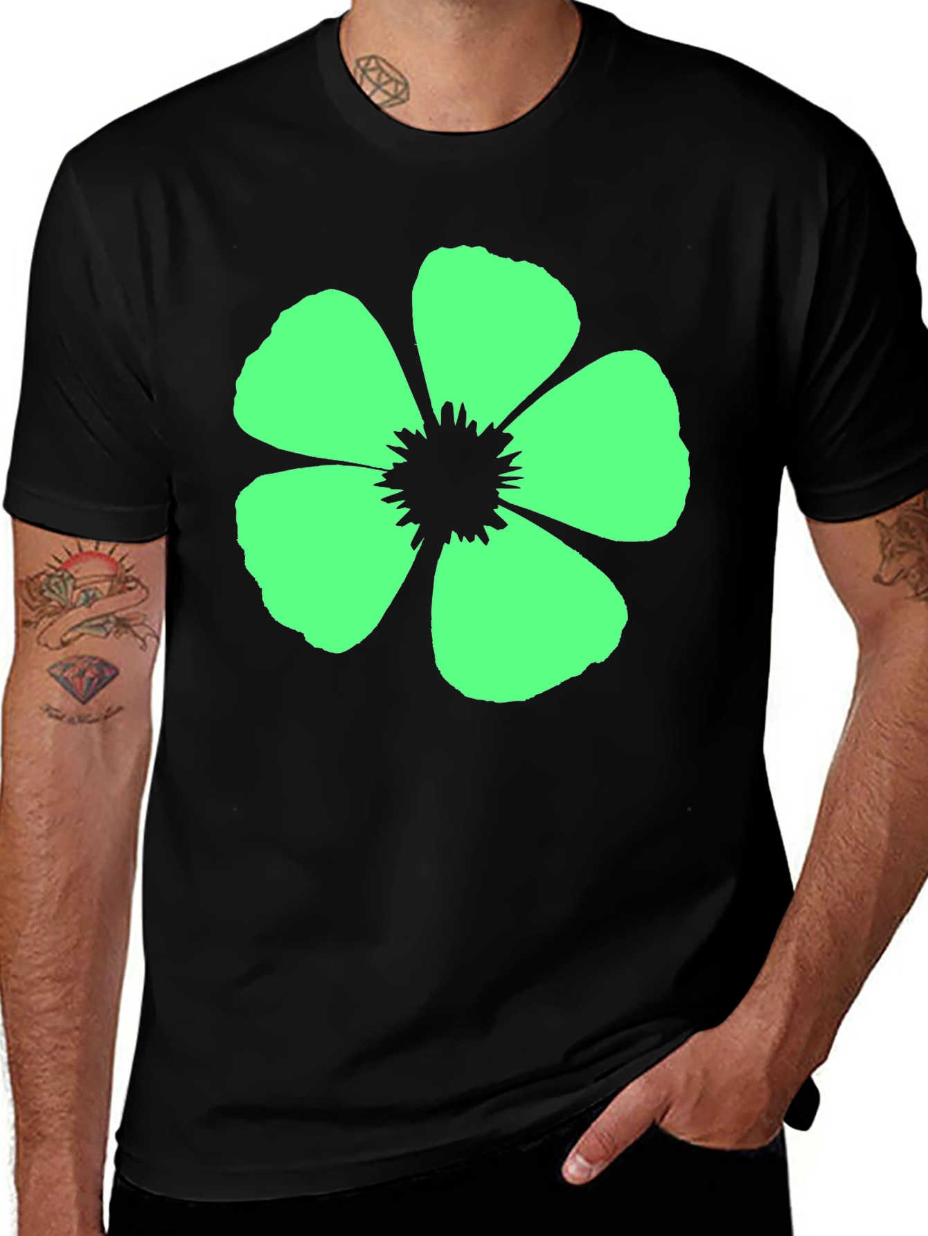 Flower Graphic Black T-Shirt