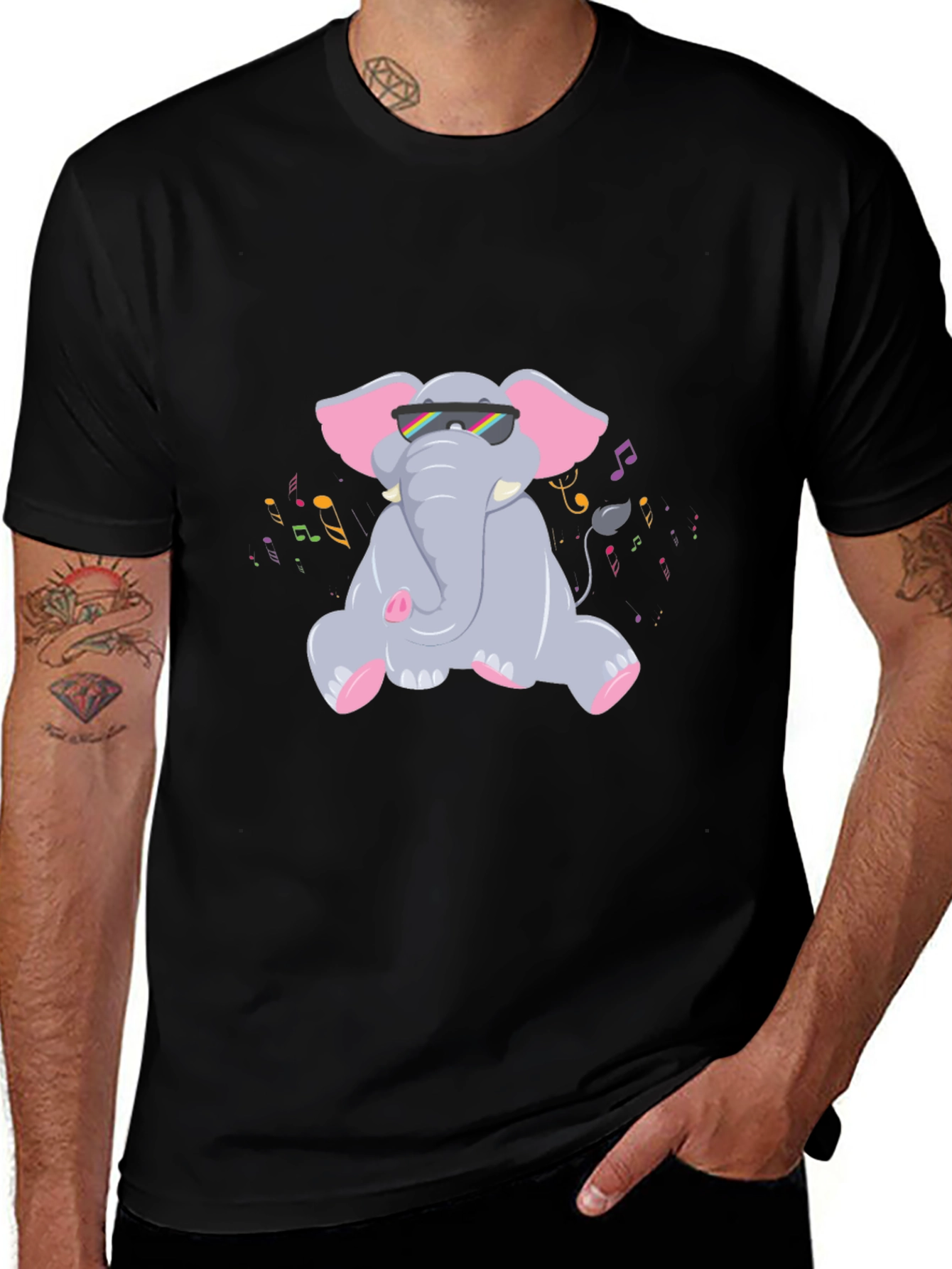 Variant 5 of Cool Elephant Graphic Tee - Black Cotton T-Shirt