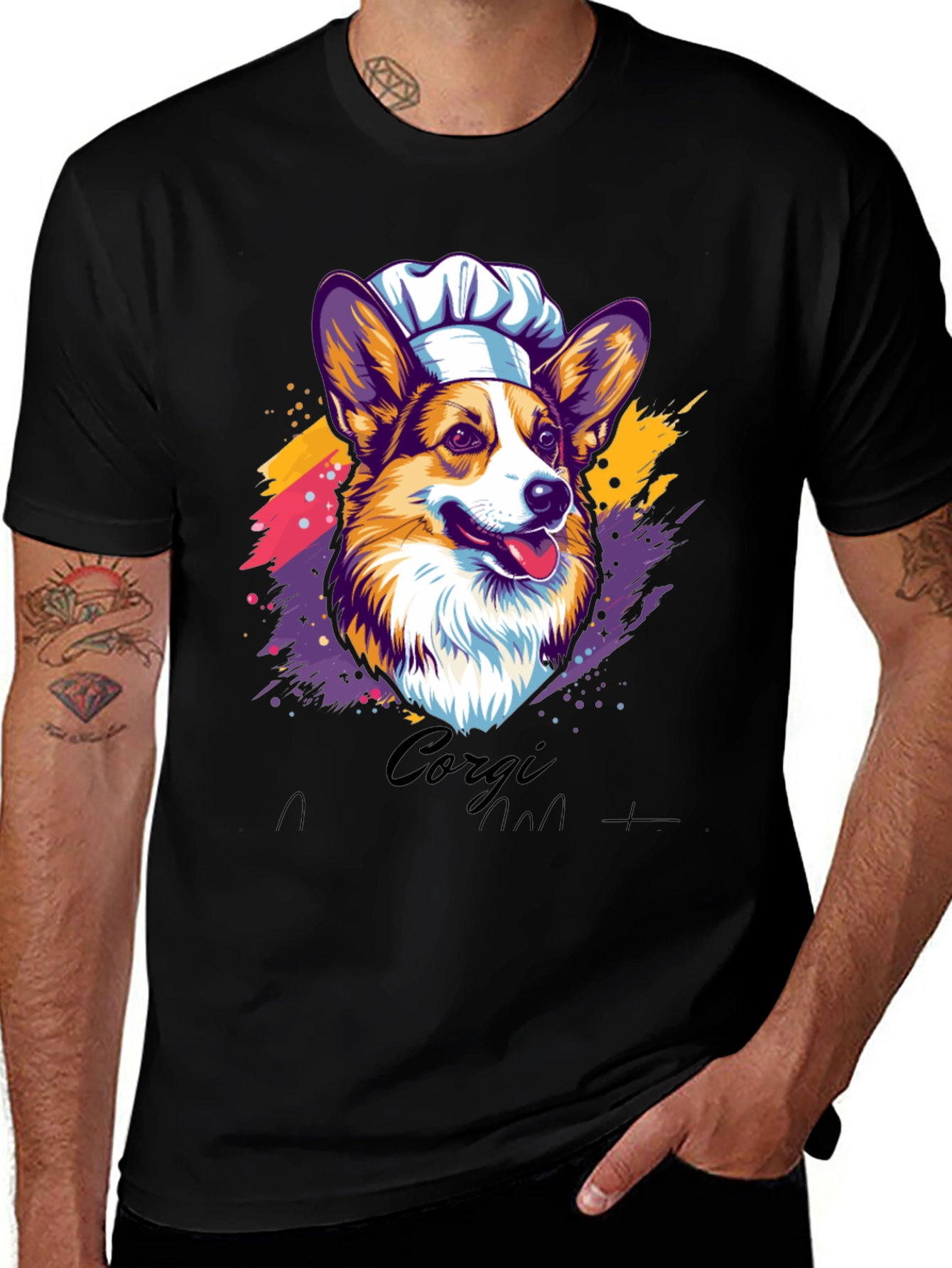 Chef Corgi T-Shirt - Cartoon Dog Tee