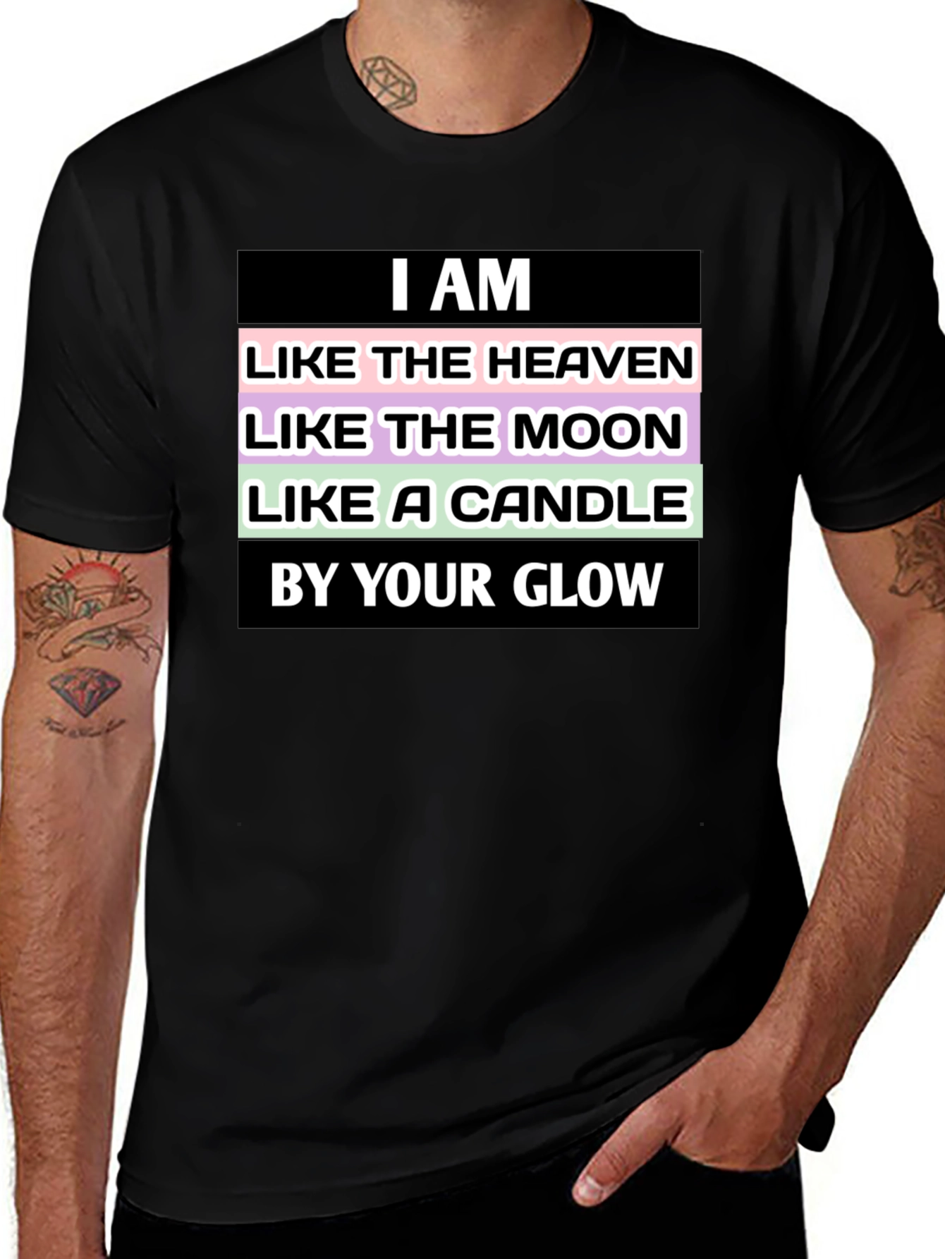 I Am By Your Glow Graphic Tee - Black