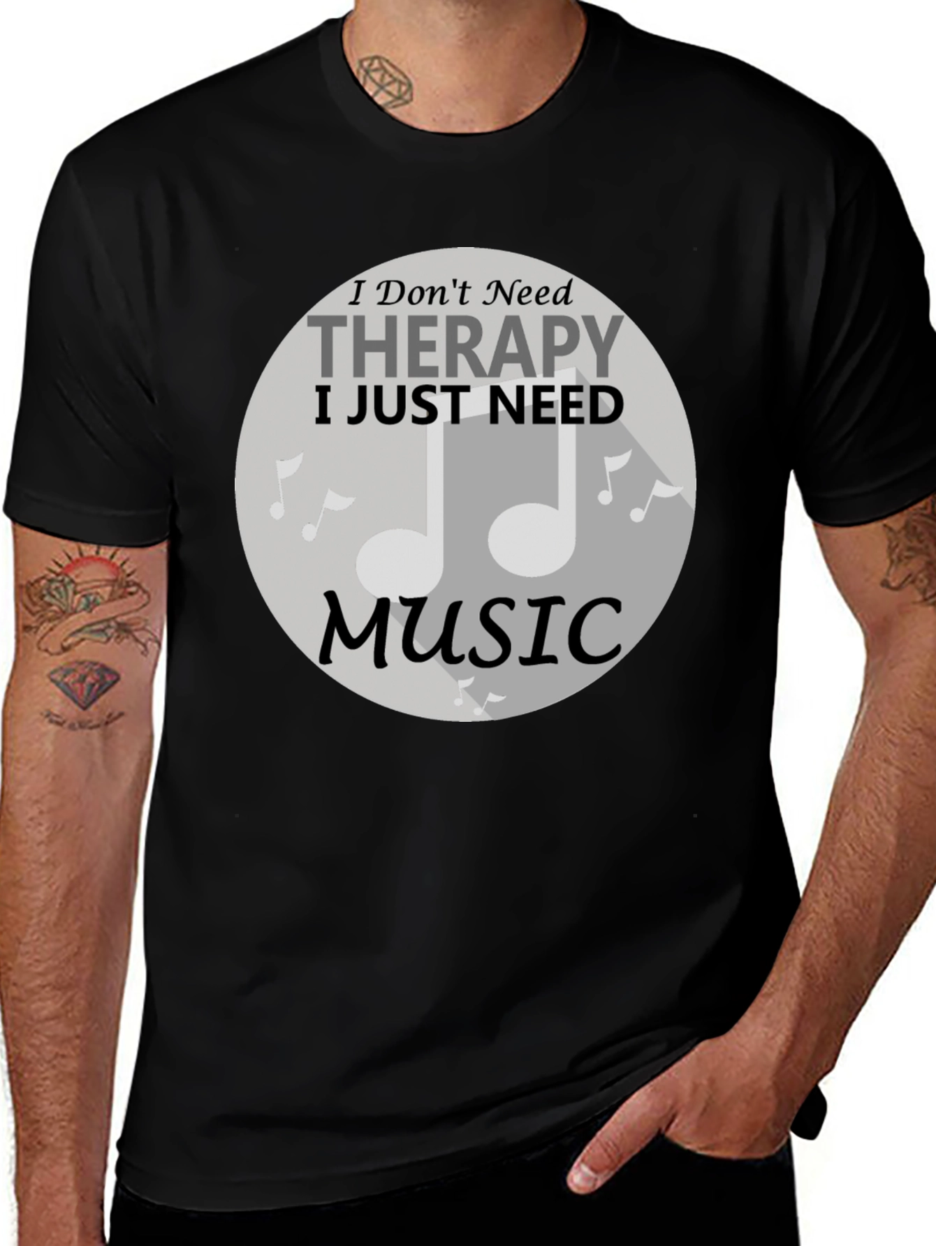 Variant 18 of Music Therapy T-Shirt - Black Cotton Tee