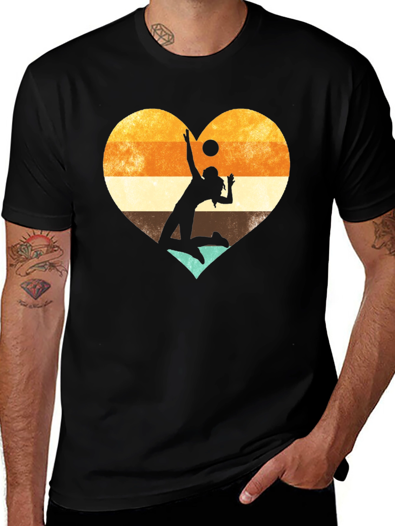 Variant 24 of Volleyball Heart Graphic Tee - Black