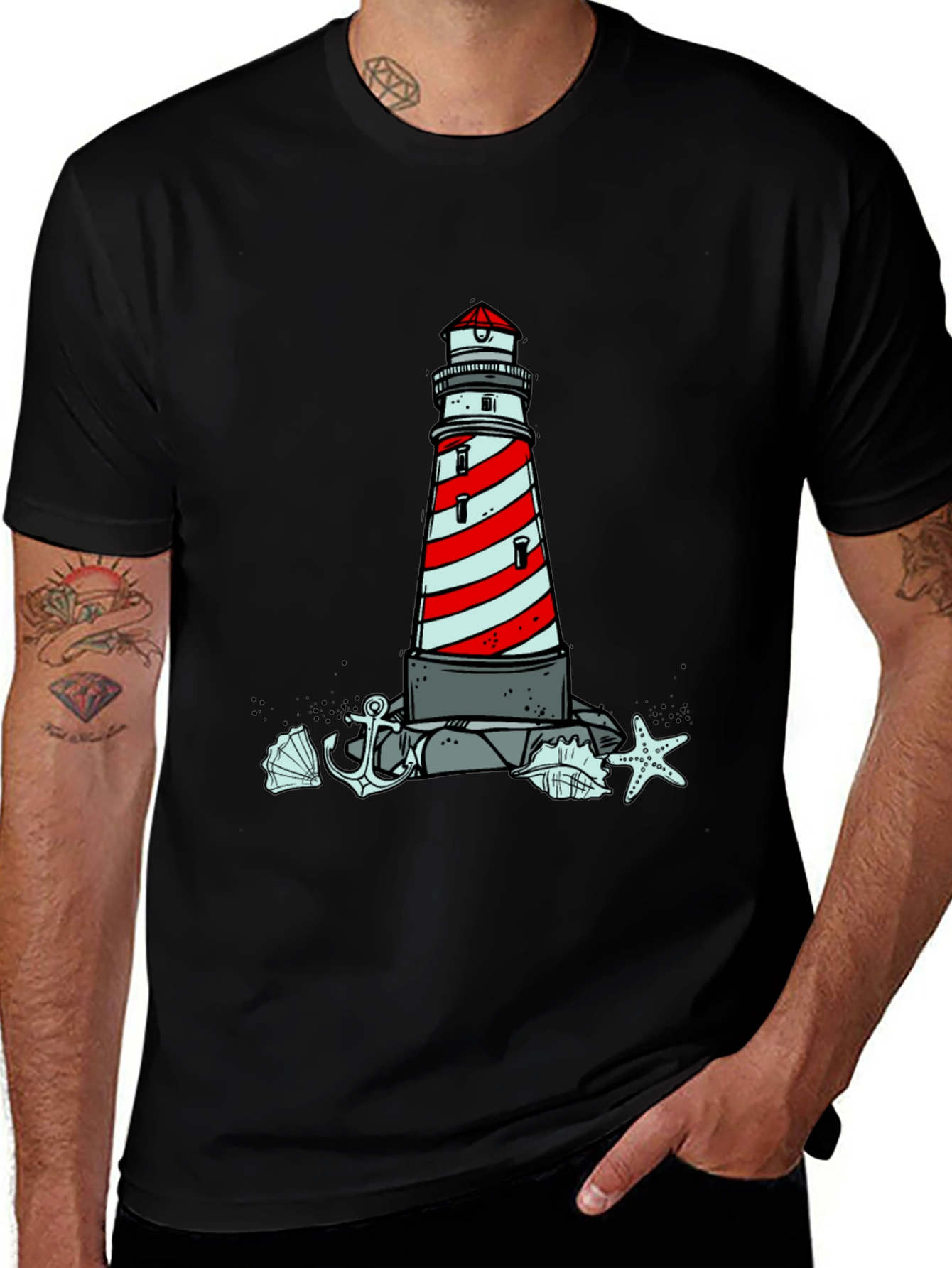 Coastal Lighthouse Graphic Tee - Nautical Style